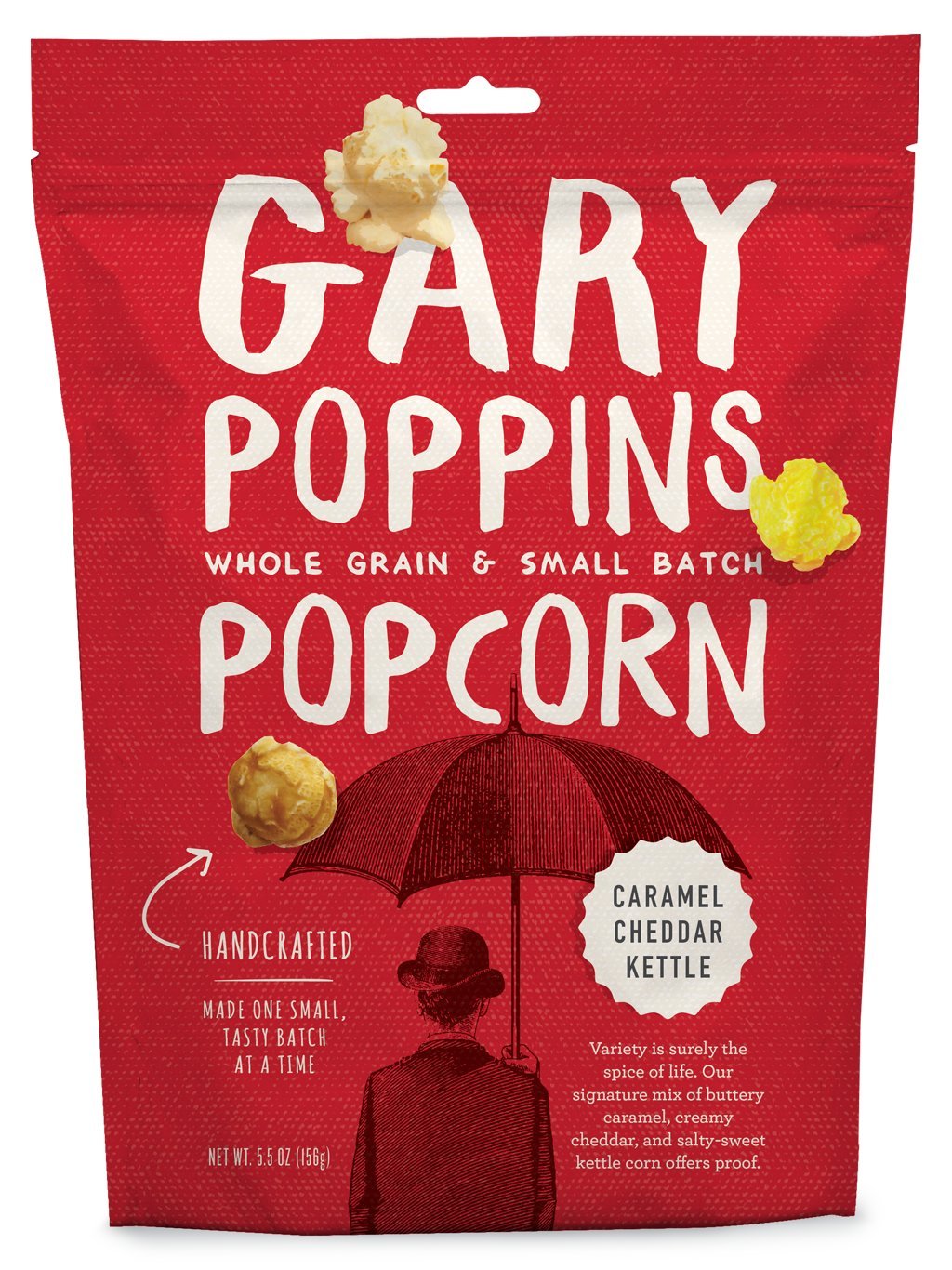 Gary Poppins Popcorn - Gourmet Flavored Popped Popcorn - 4 Pack Caramel Cheddar Kettle (5.5oz)