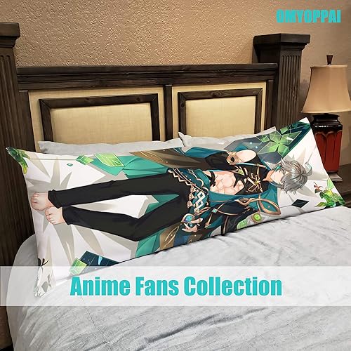 Miniatura 8 de Anime Genshin Impact - Funda de almohada para abrazar el cuerpo, 19 x 59 pulgadas, funda de almohada decorativa con estampado de doble cara