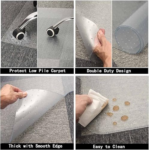 Miniatura 3 de AiBOB Tapete para silla para suelos de alfombra de pelo bajo, plano sin rizar, 40 x 51 pulgadas, tapetes alfombrados de oficina para sillas de