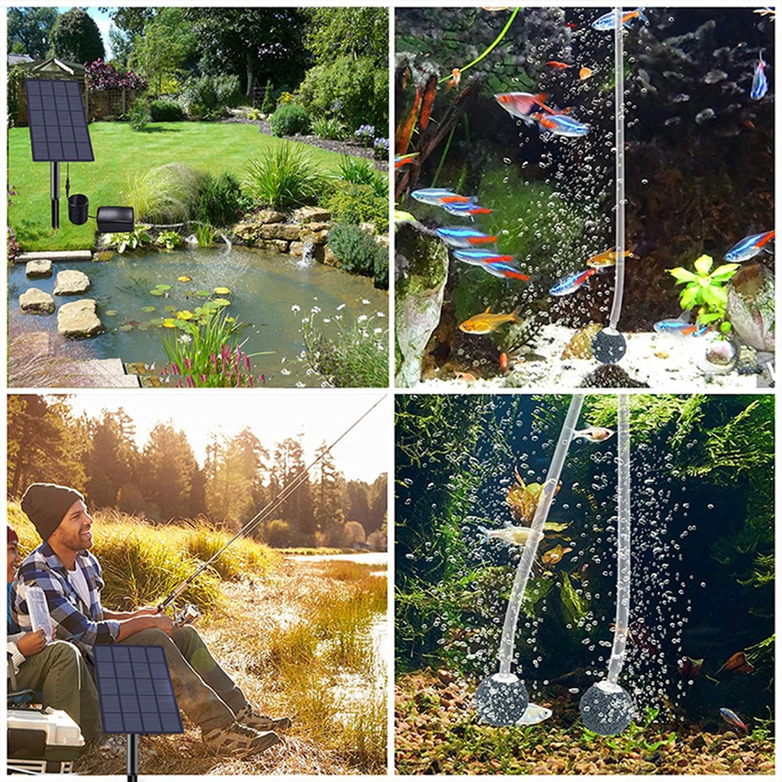 Aeratore Per Laghetto Con Pannello Solare, 2.5W Pompa Solare Ossigeno Per Laghetto Fontana, Con Tubo Di Ossigeno E Pietra Della Bolla Per Circolazione Ossigenante Aerazione Laghetti Da Pesca, Giardino