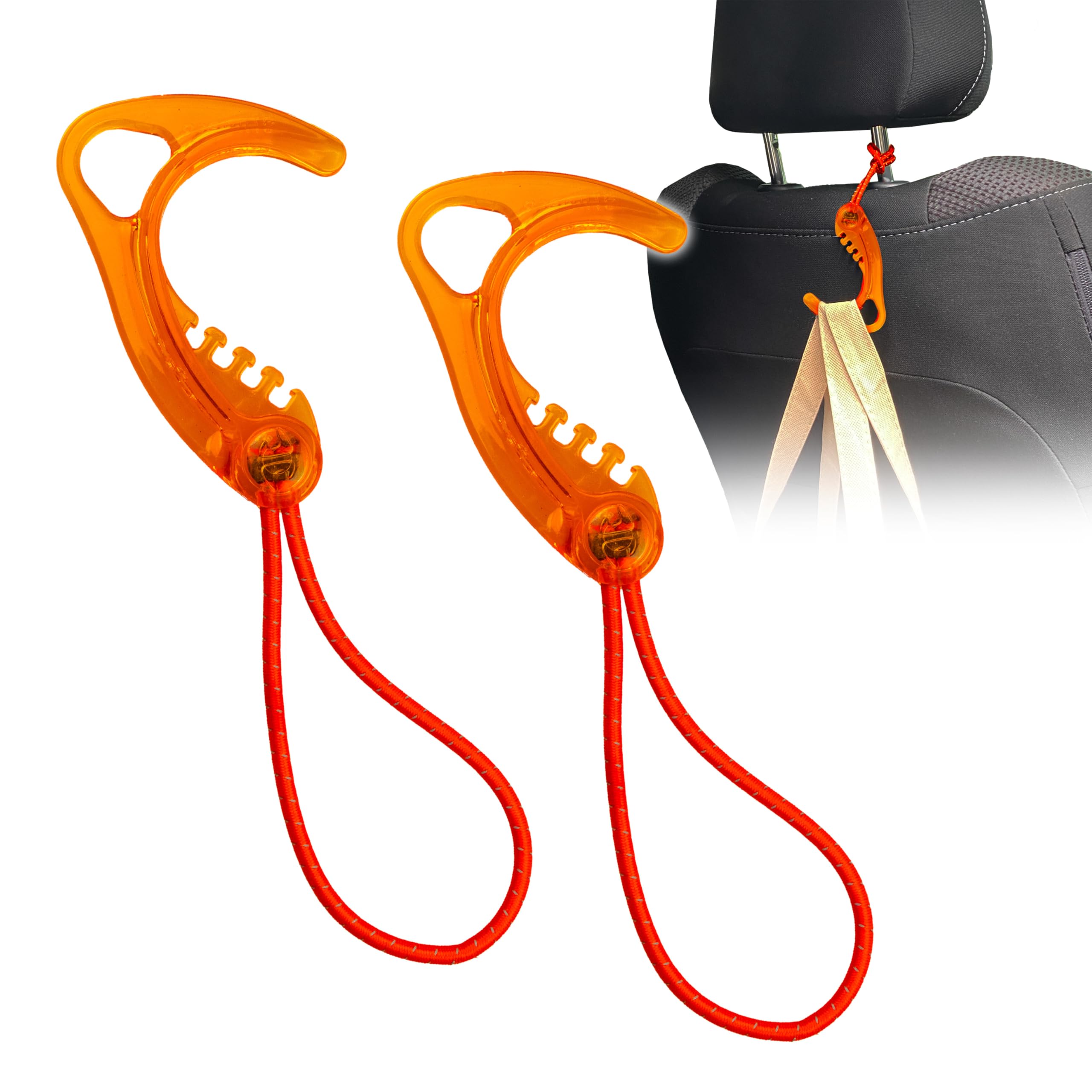 8TIMBER Gear Hook Clear Orange 2-Pack — Lightweight + Versatile S Hook for Backpacks and Closet Storage for Quick and Easy Indoor or Outdoor Use