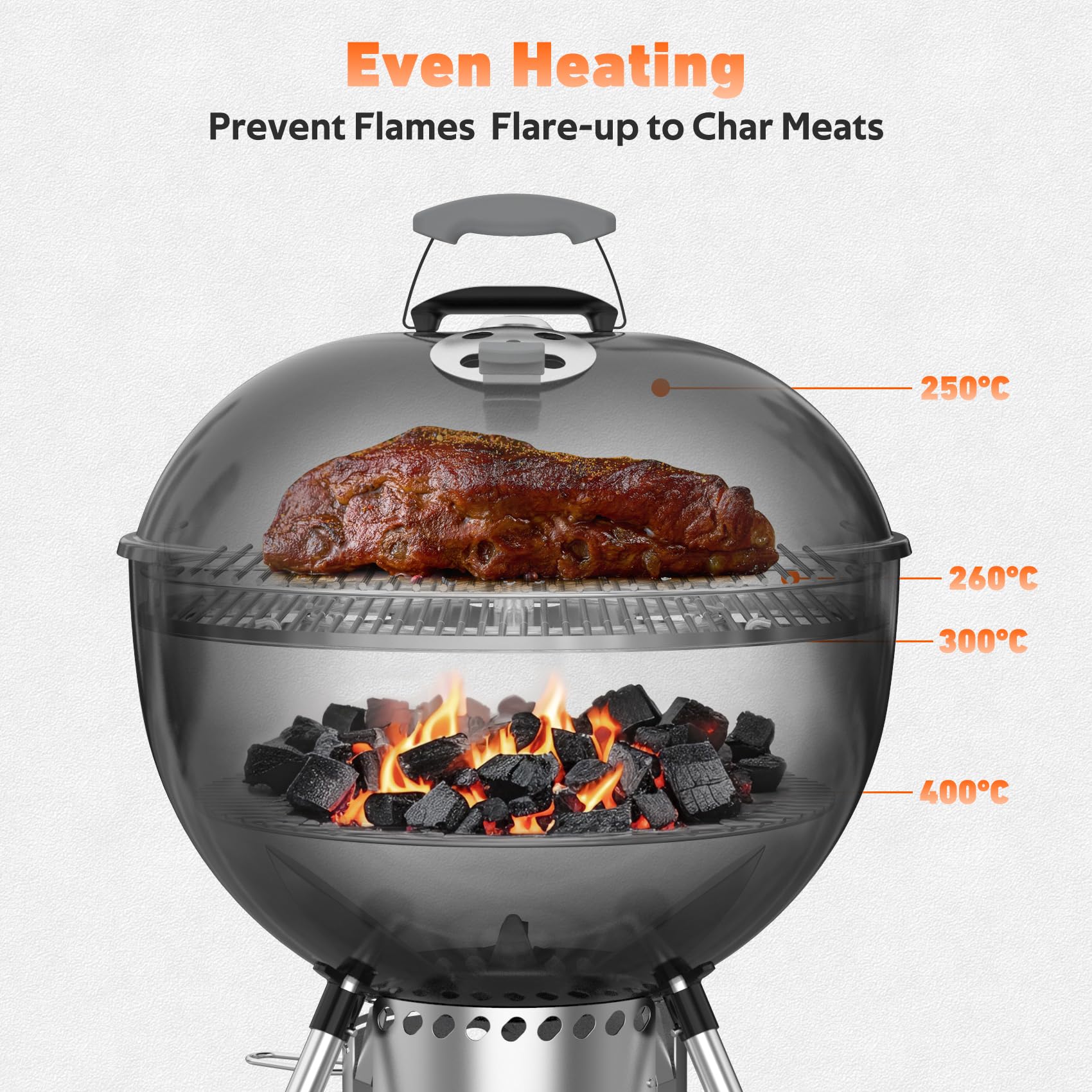 onlyfire Ruszt do wędzenia ze stali nierdzewnej do grilla Weber 57 cm czajnik węgiel drzewny