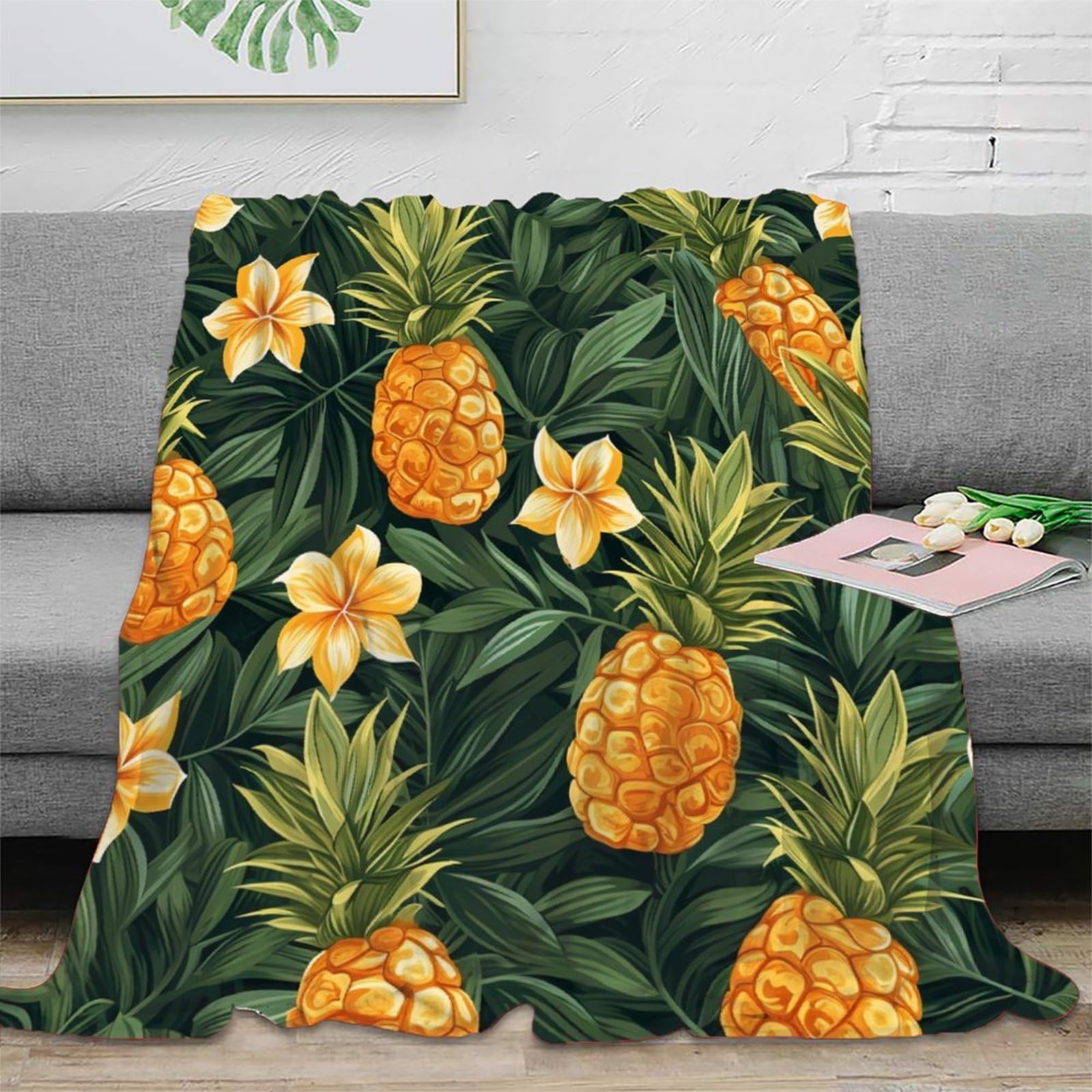 Coperta morbida in pile di flanella, con ananas, regalo di compleanno per amici, famiglia, regalo di Natale per amici e partner, coperta natalizia per divano e letto, 150 x 200 cm