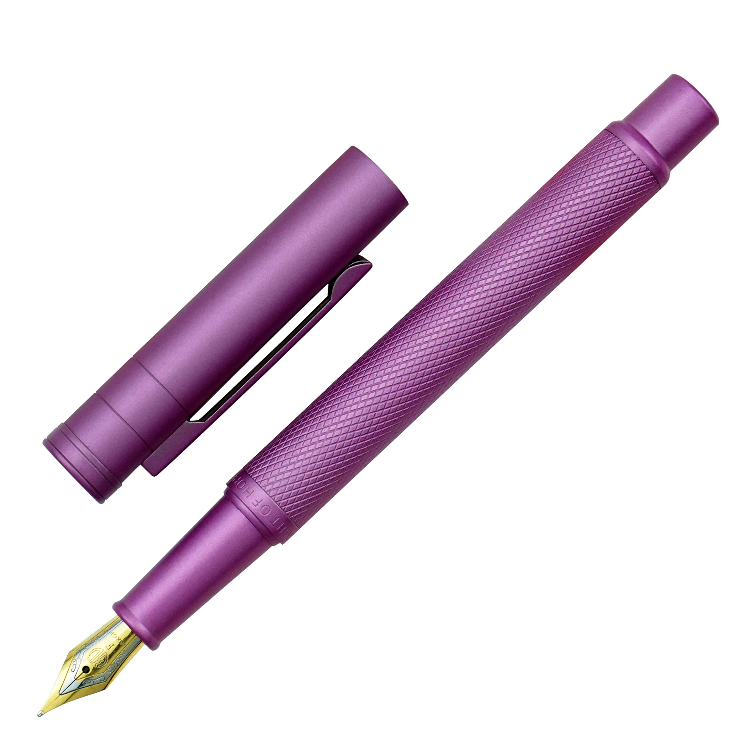 Hongdian Pink Forest Metal Fountain Pen, Beautiful Tree Texture Fine Nib Writing Office Pen