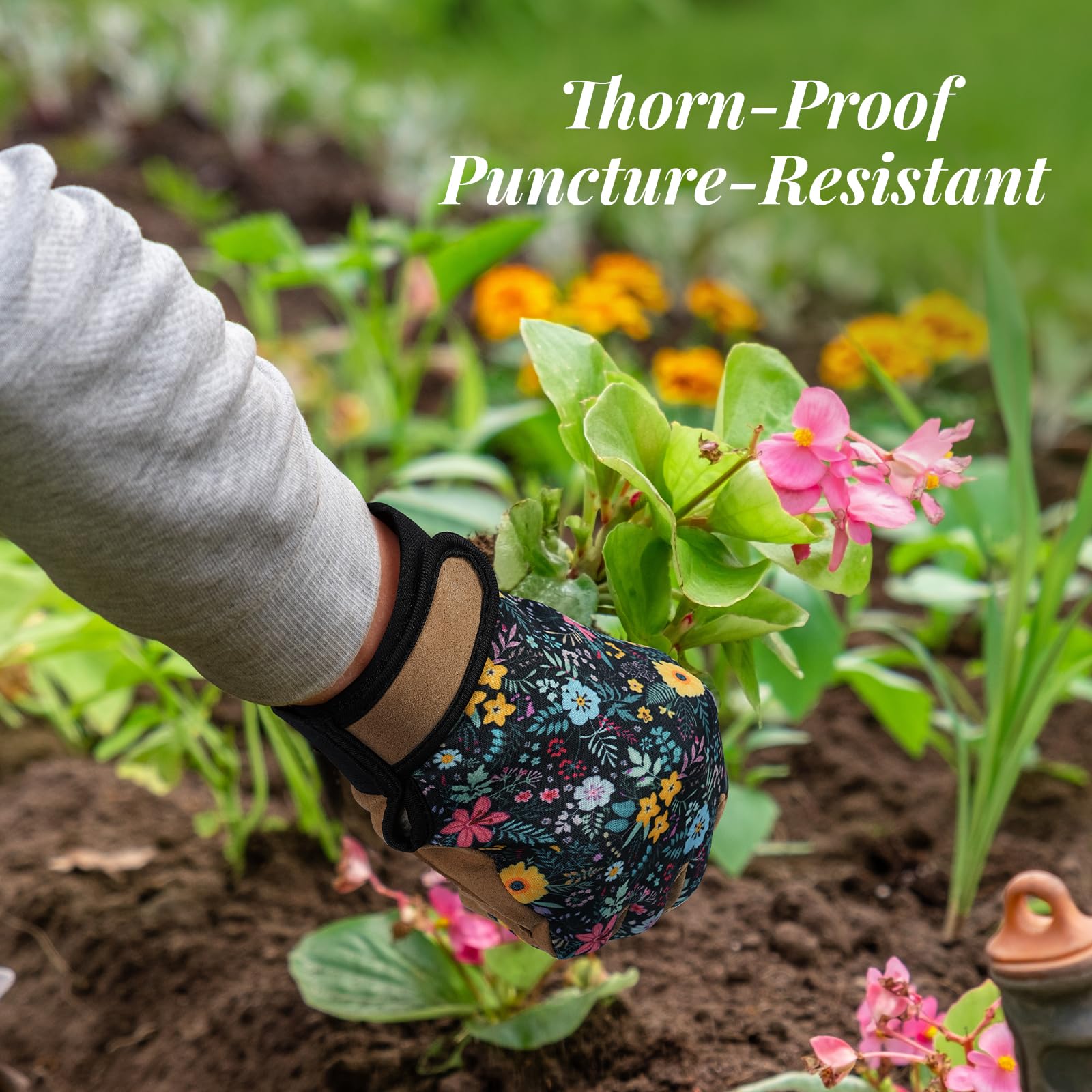 Tavaleu Gardening Gloves for Women, Thorn Proof Puncture Resistant Leather Garden Gloves, Touch Screen Working Gloves