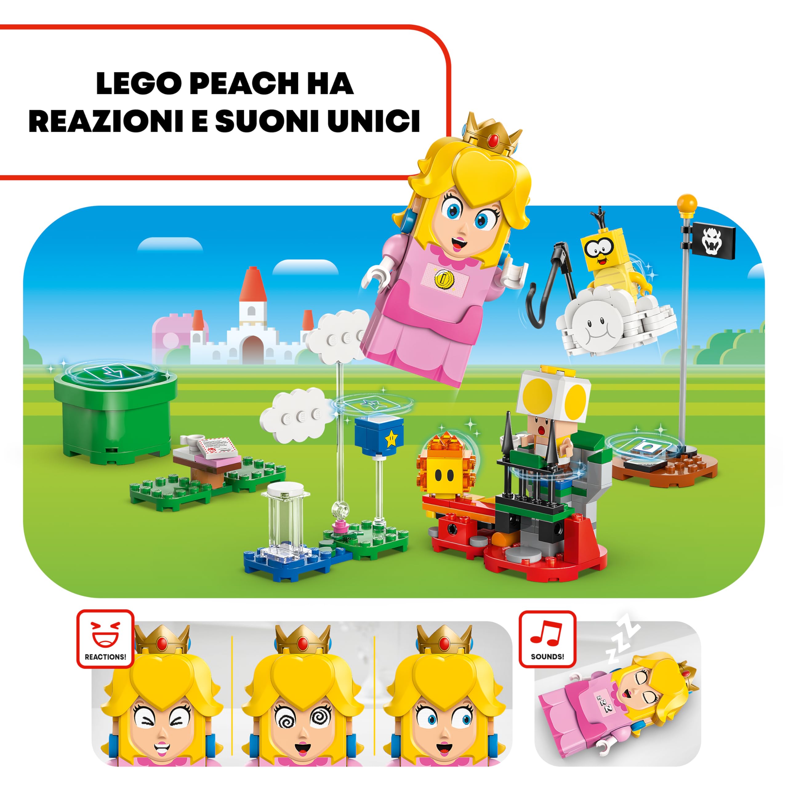 LEGO Super Mario Avventure Peach Interattiva, Giocattolo con 4 Personaggi Nintendo tra cui la Principessa e un Toad Giallo, Giochi per Bambini e Bambine da 6 Anni, Regalo di Compleanno 71441