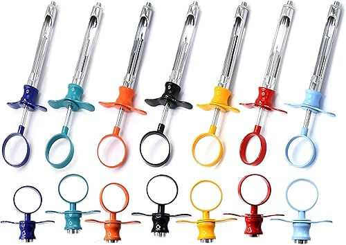 OdontoMed2011 Paquete de 7 piezas de jeringa aspirante CW tipo 0.1 fl oz mango de color mezcla instrumentos dentales