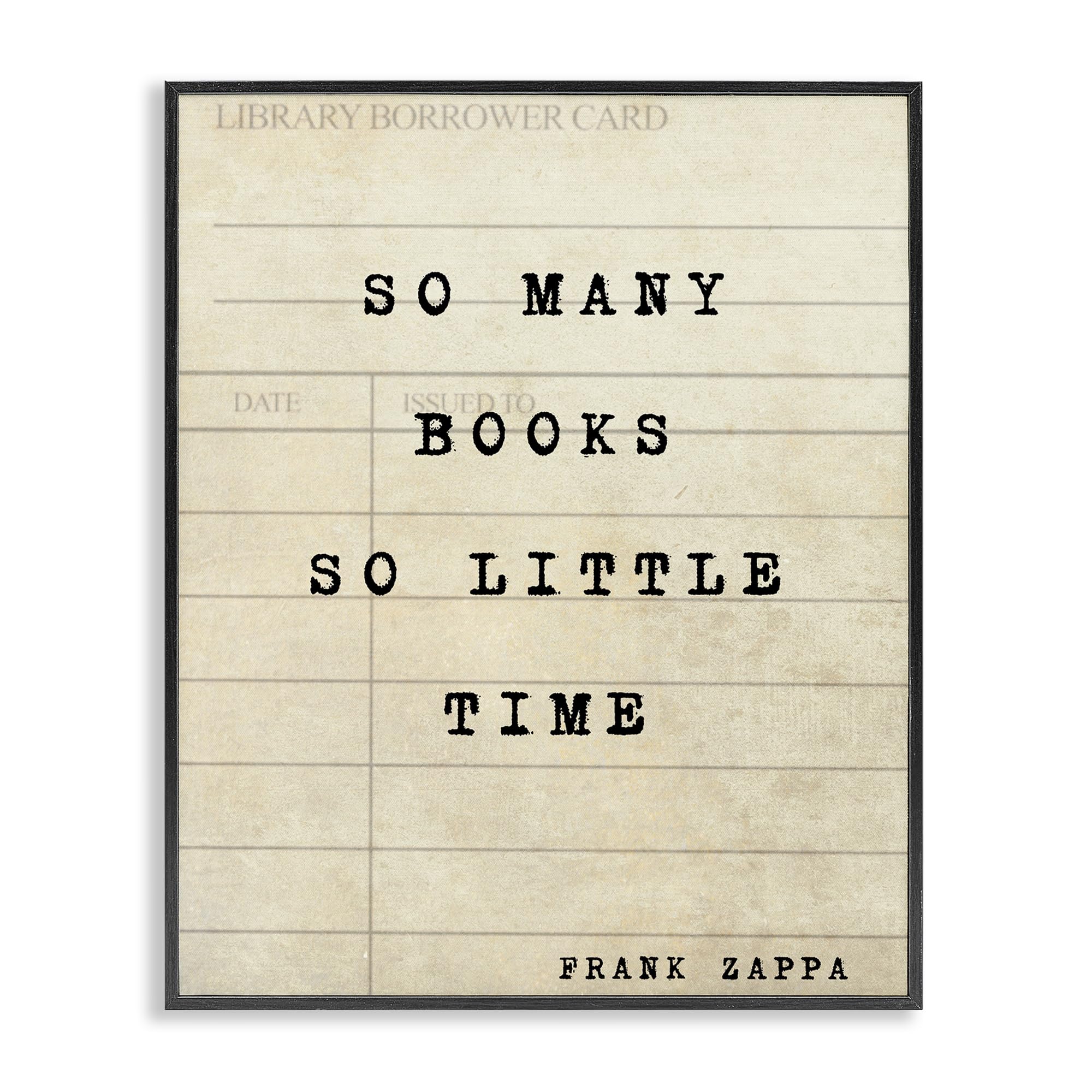 Stupell Industries Midnight Black (Textured) 'Many Books & Little Time'| Framed Giclee Art