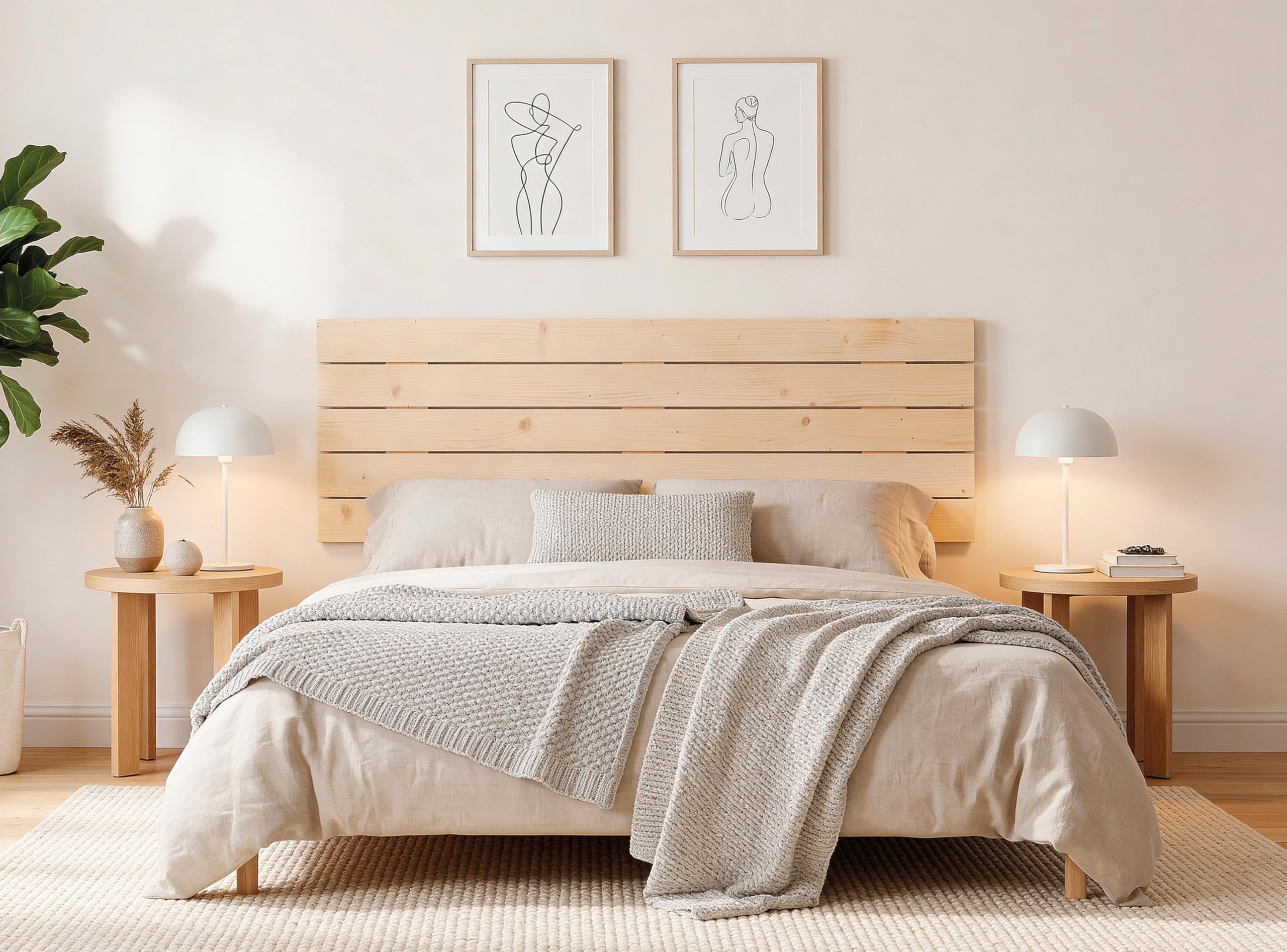 DHOME Kopfteil aus Natürlichem Kiefernholz im Horizontalen Palettenstil für Palettenbett Beschläge Inklusive (100cm, Naturholz aus Kiefer)