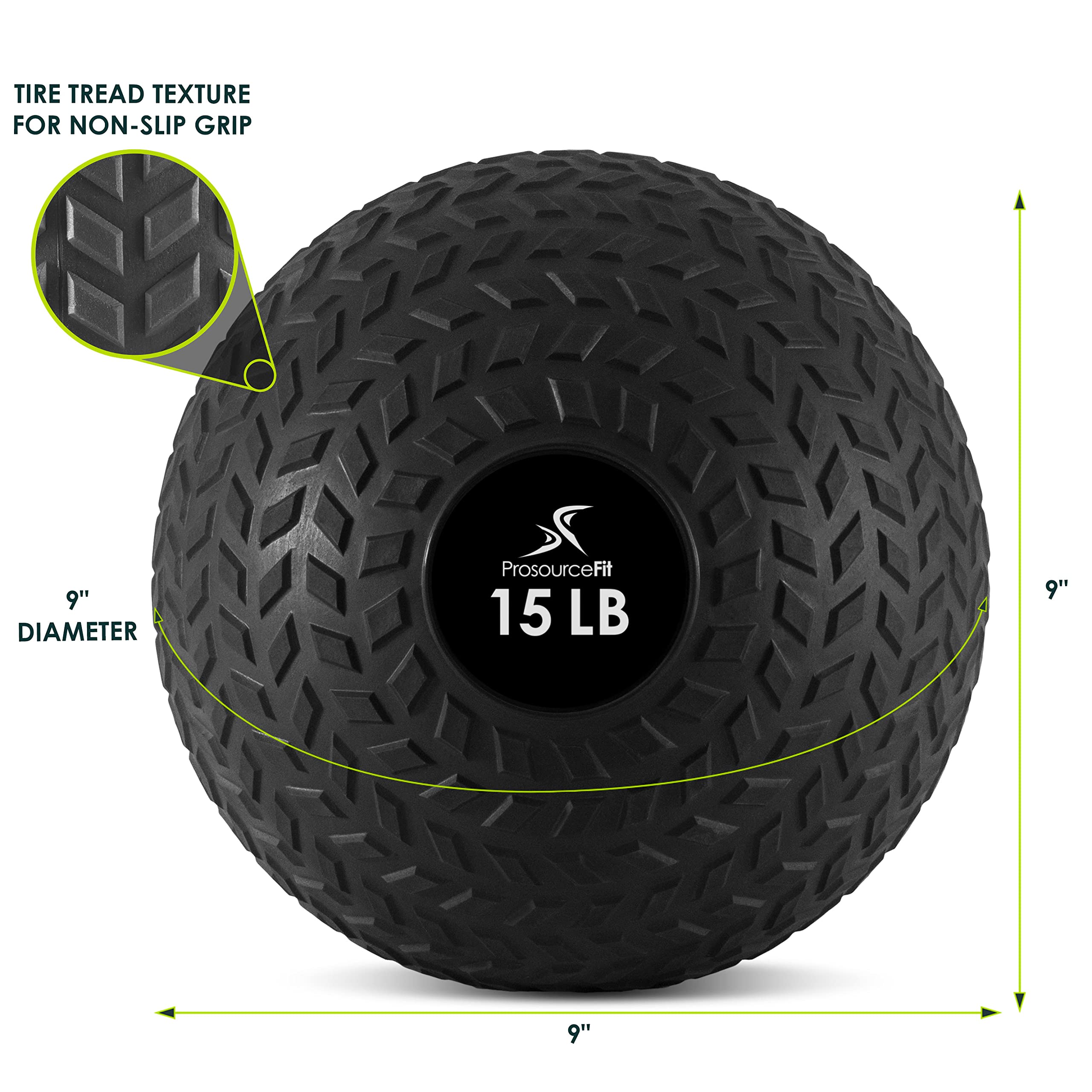 ProsourceFit Slam Medicine Balls 15lbs Tread Textured Grip Dead Weight Balls for Crossfit, Strength and Conditioning Exercises, Cardio and Core Workouts, ps-2221-tsb-15