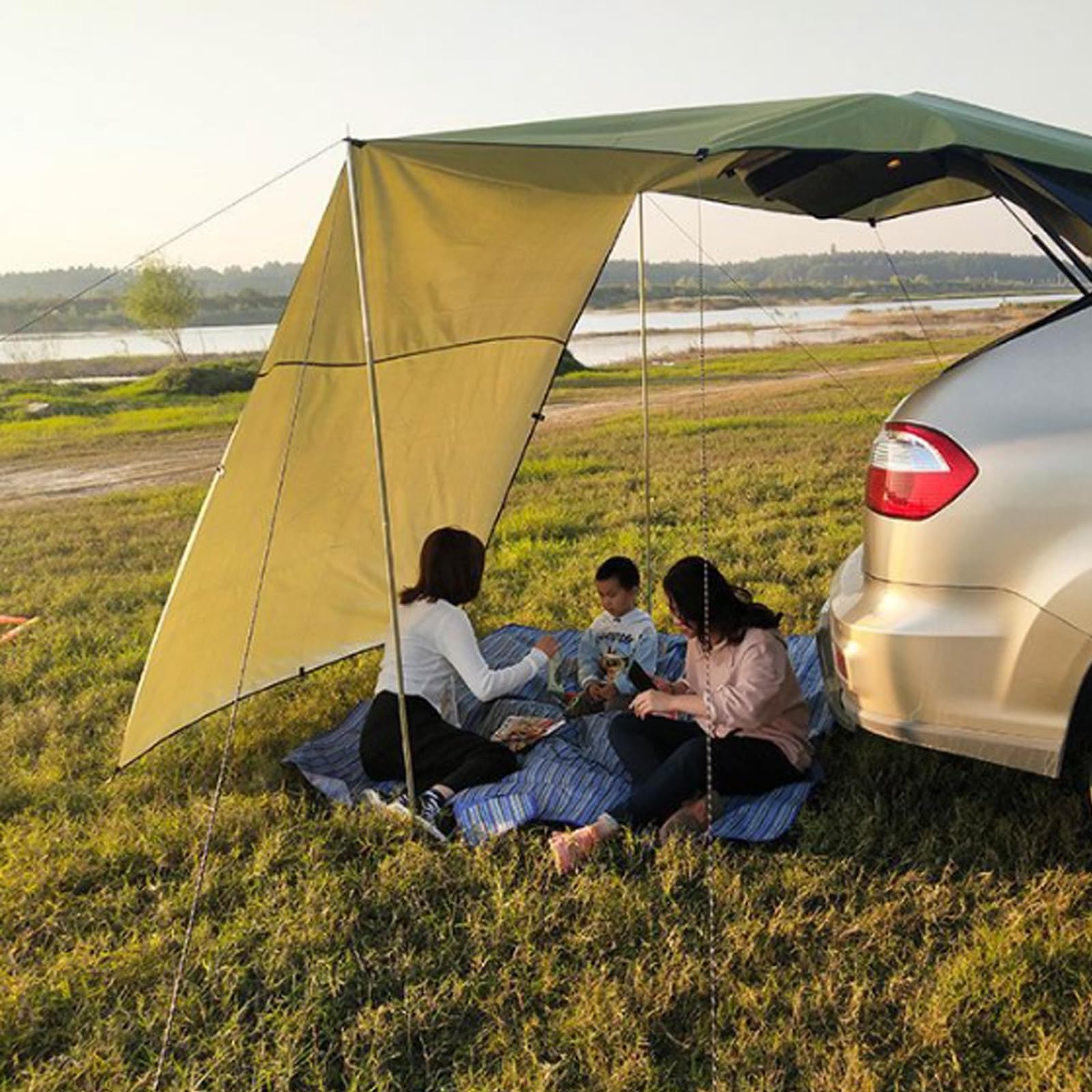 Tenda per Auto, Tenda da Campeggio, Impermeabile Tenda di Estensione Posteriore/Laterale dell'auto,Tettoia/Tenda da Sole per Auto, Adatta per Auto e Camper,440 x 200 cm