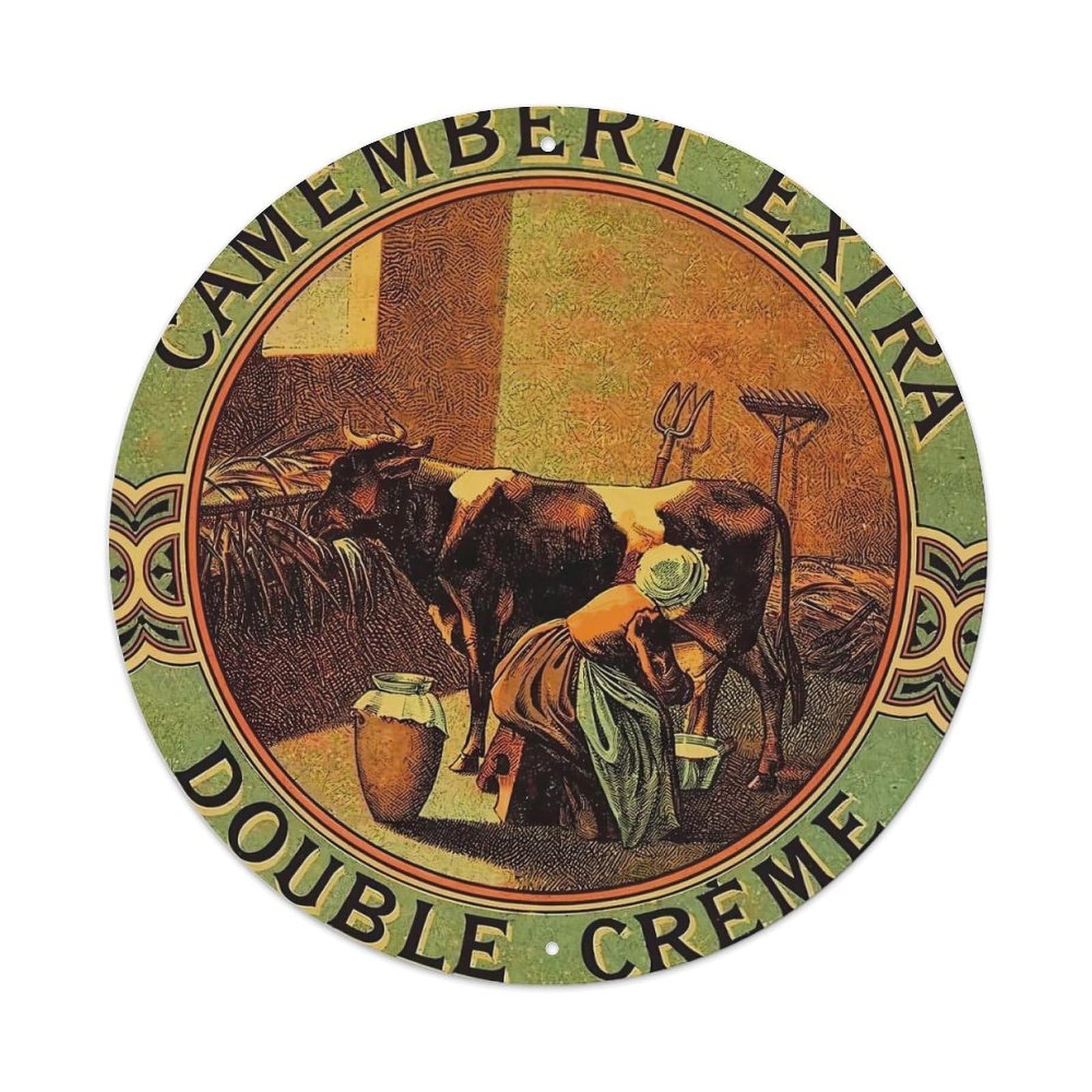 French Camembert Cheese Dairy Farm Metal Tin Sign