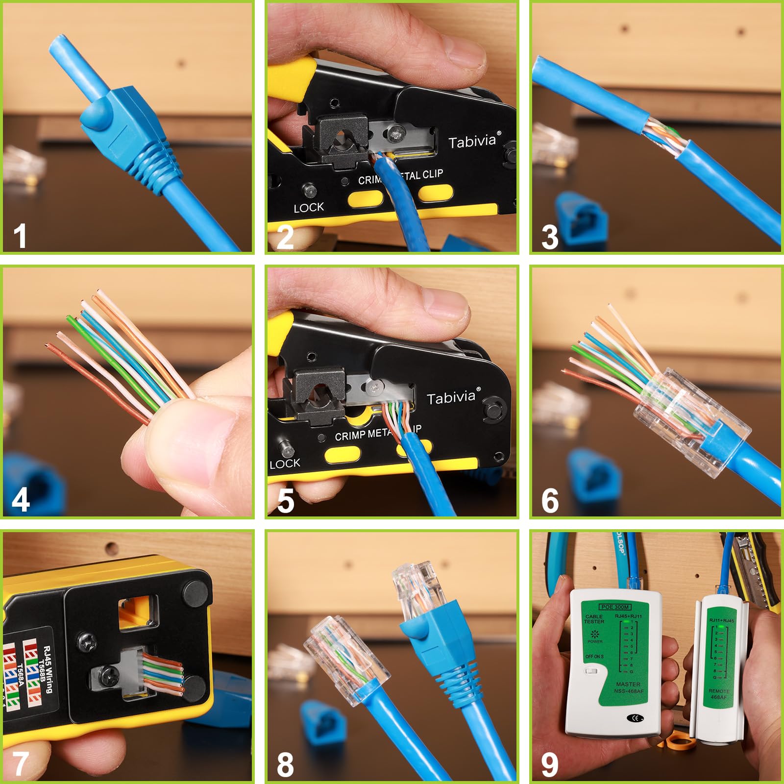 Kit de herramientas de crimpado RJ45, kit de herramientas de crimpado Ethernet Cat6 Cat5
