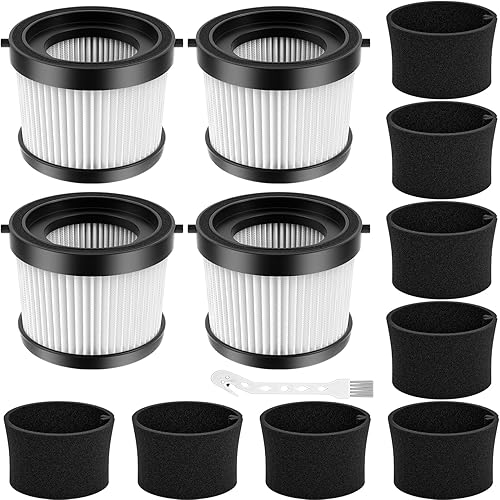 Miniatura 1 de Paquete de 4 filtros DCV501HB compatibles con aspiradora inalámbrica de 20 V DEWALT DCV501HB, con 8 filtros de funda de espuma y 1 cepillo, número