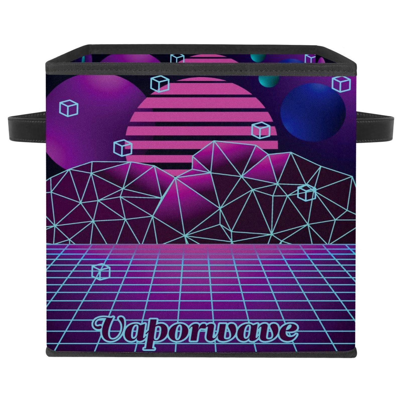 Boîte de rangement cube en tissu pliable style vaporwave pour optimiser votre placard