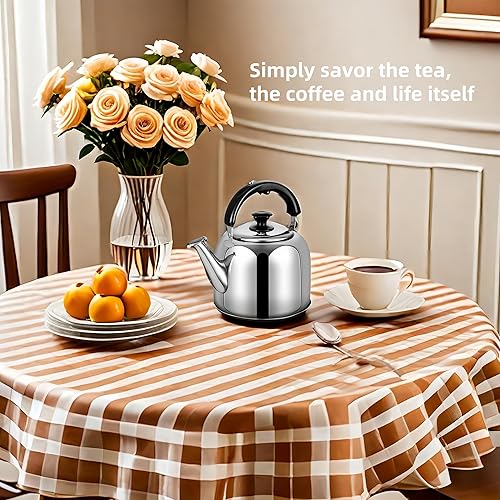 Miniatura 7 de Hervidor de té silbante, acero inoxidable 316 de grado alimenticio, agua caliente rápida de hervir, hervidor de cocina con mango ergonómico,