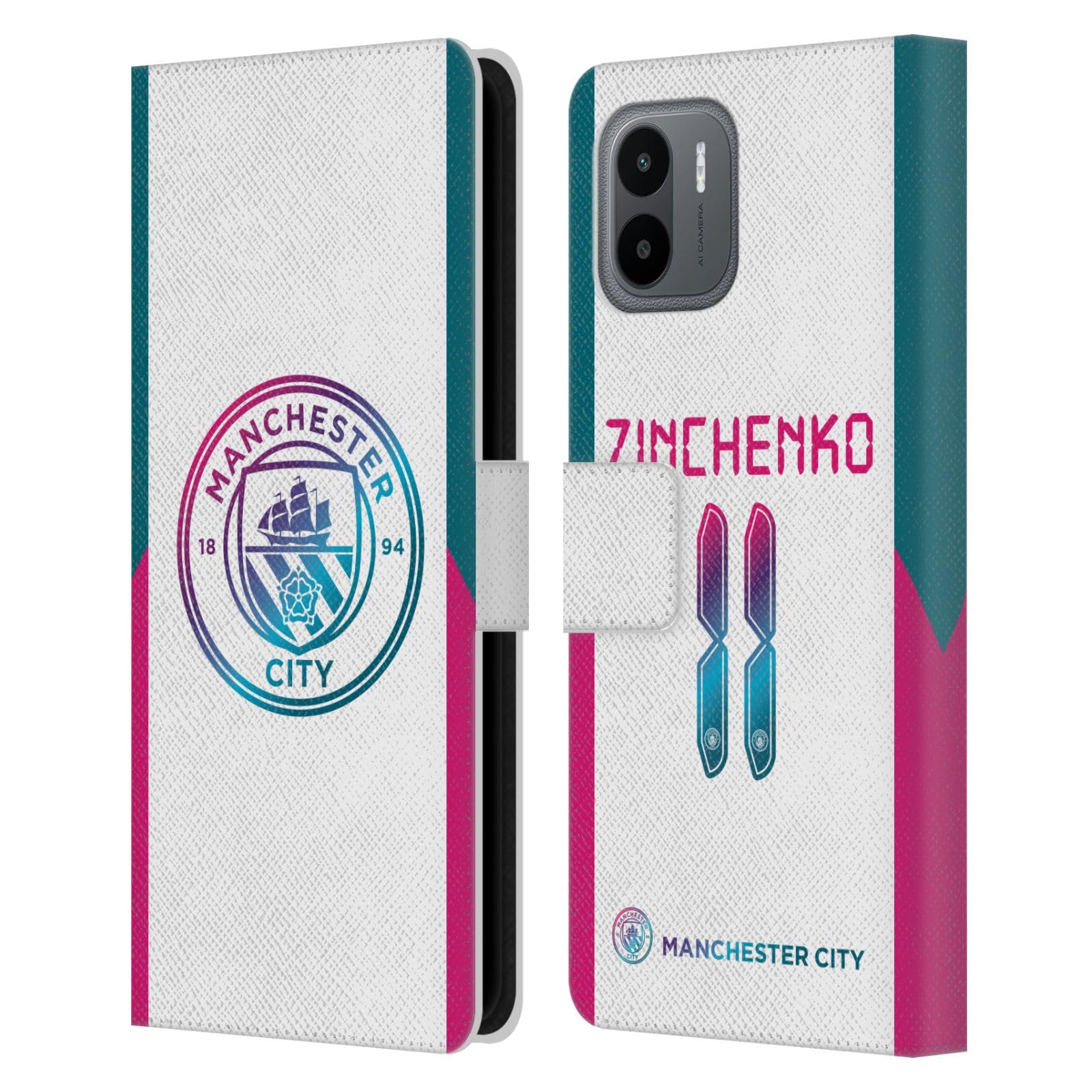 Head Case Designs Officially Licensed Manchester City Man City FC Oleksandr Zinchenko 2021/22 Players Away Kit Group 2 Leather Book Wallet Case Cover Compatible with Xiaomi Redmi A2