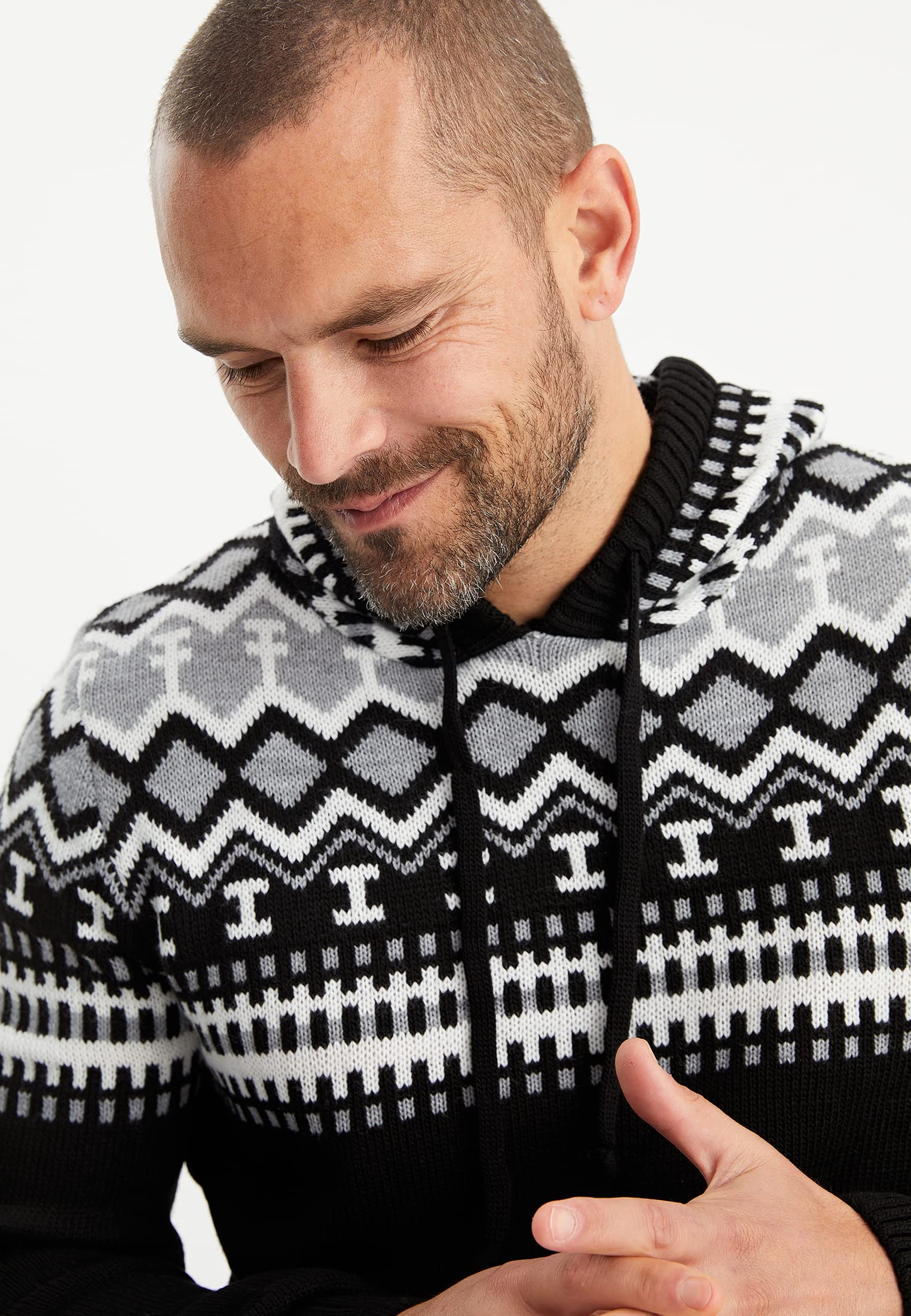 Leif Nelson - Maglione norvegese da uomo. con cappuccio