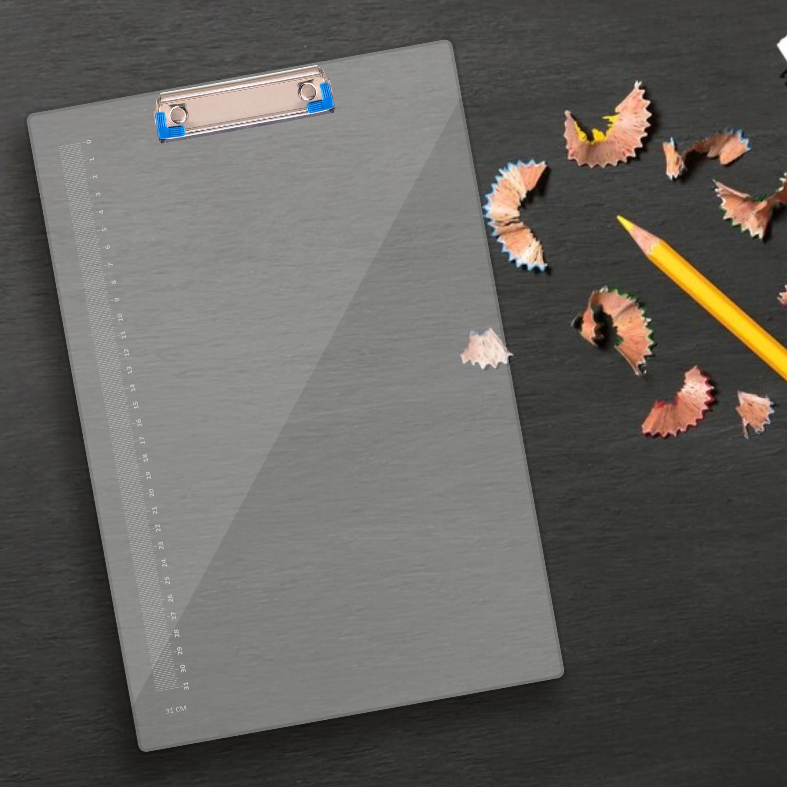 Anupam Portablocco in plastica, trasparente, 24 x 36 cm, portablocco formato A4, per infermieri, studenti, ufficio e donne, portablocco con portapenne e clip a basso profilo