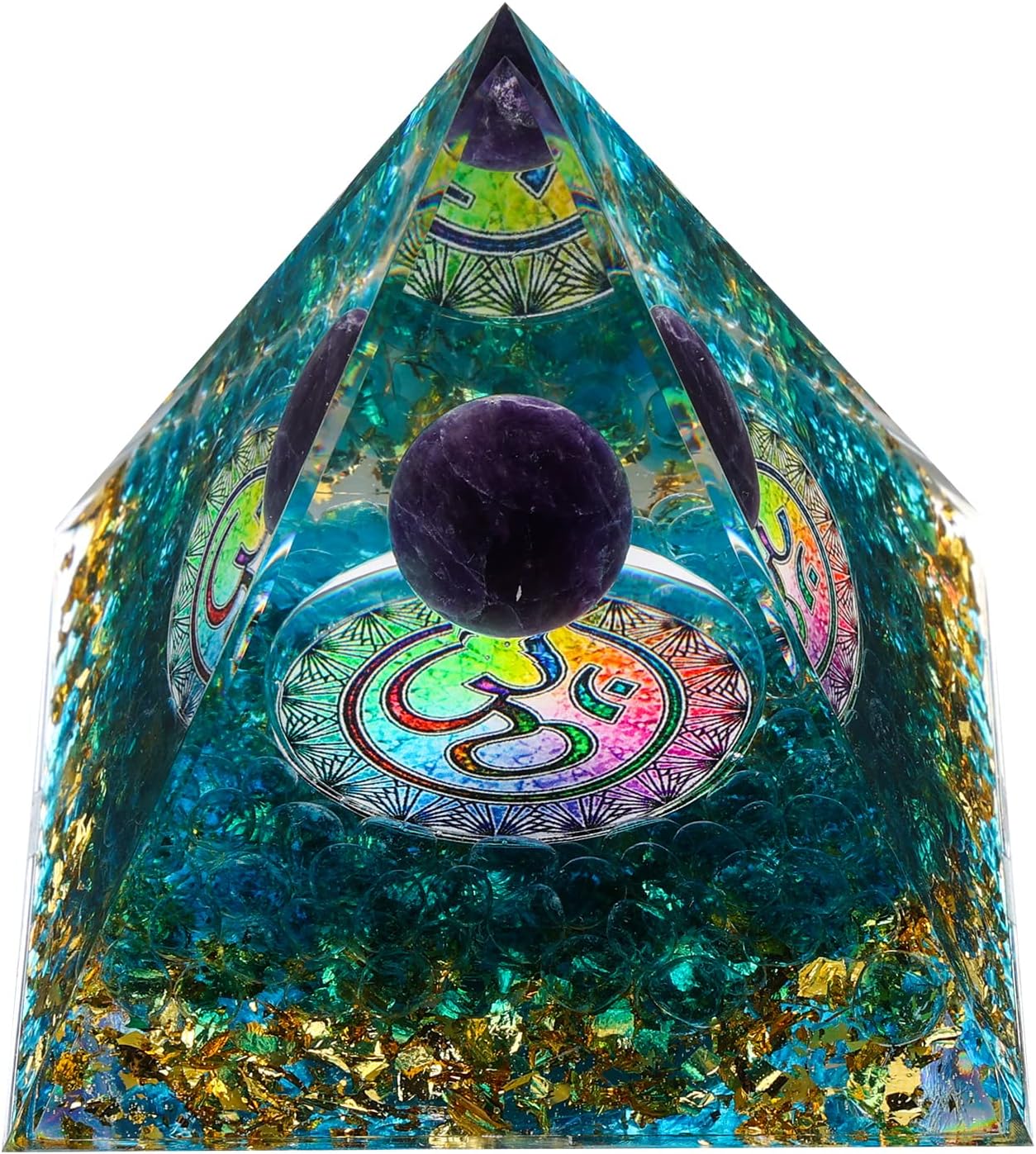 MXiiXMOrgone Pyramid for Positive Energy, Amethyst Crystal Ball Handmade Pyramid, Protection Crystals Energy Generator for Stress Reduce Healing Meditation Attract Wealth Lucky (30 Shape)