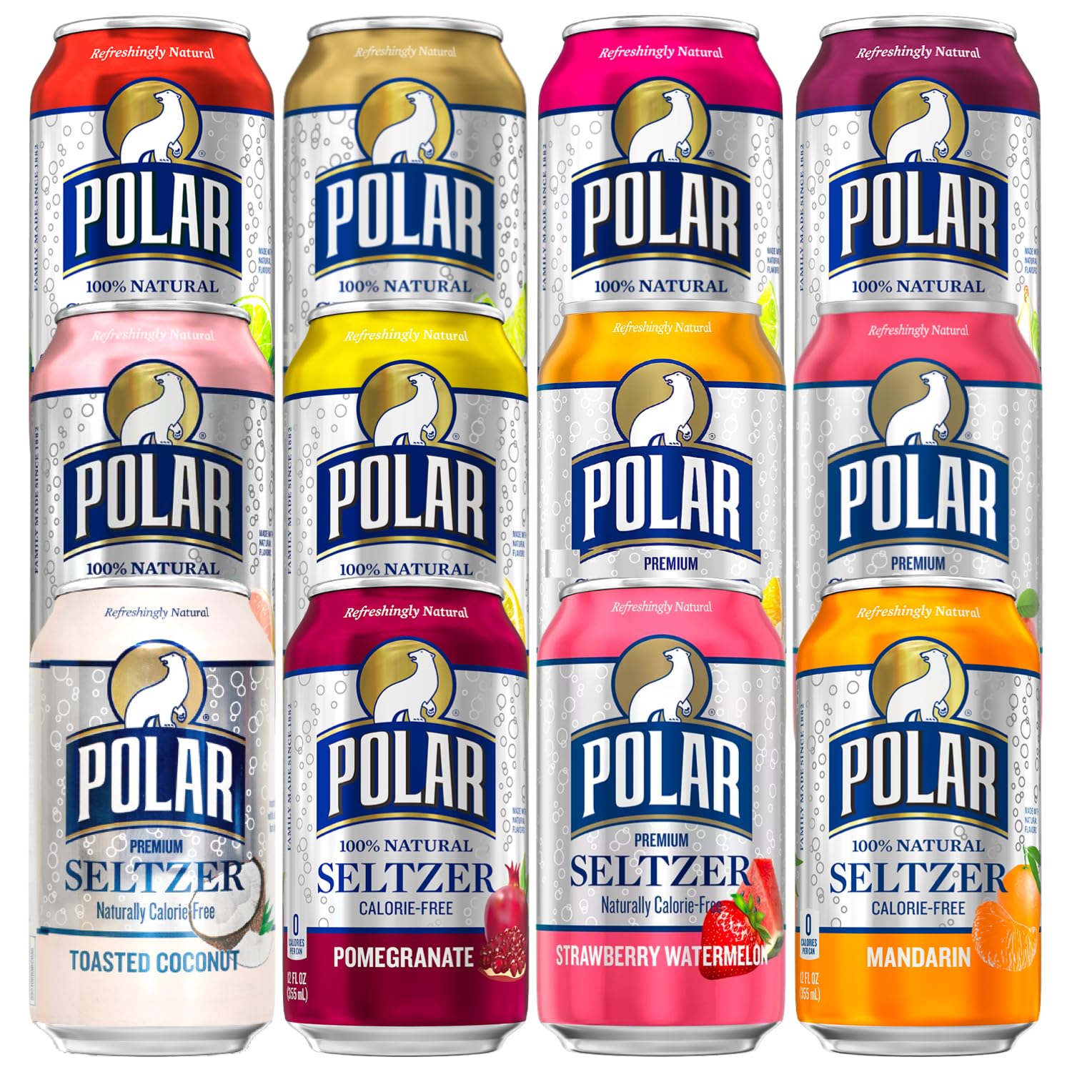 Polar Seltzer Water, 12 Flavor Assorted, 12 fl oz cans, 33 pack - By LastFuel. Best by 07/01/27