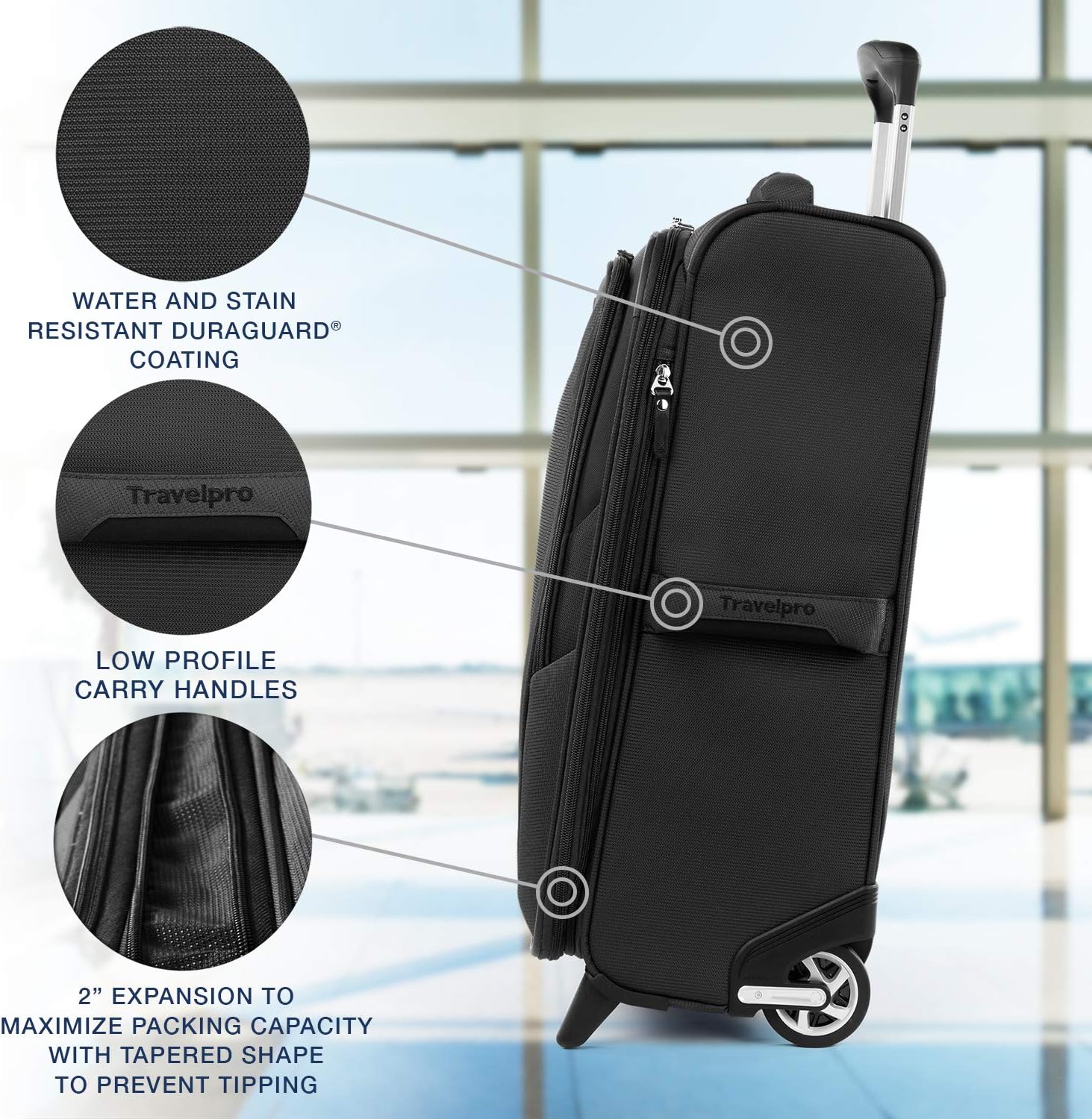  | Travelpro Maxlite 5 Softside Lightweight Expandable Upright Luggage, Black, Carry-On 22-Inch | Carry-Ons