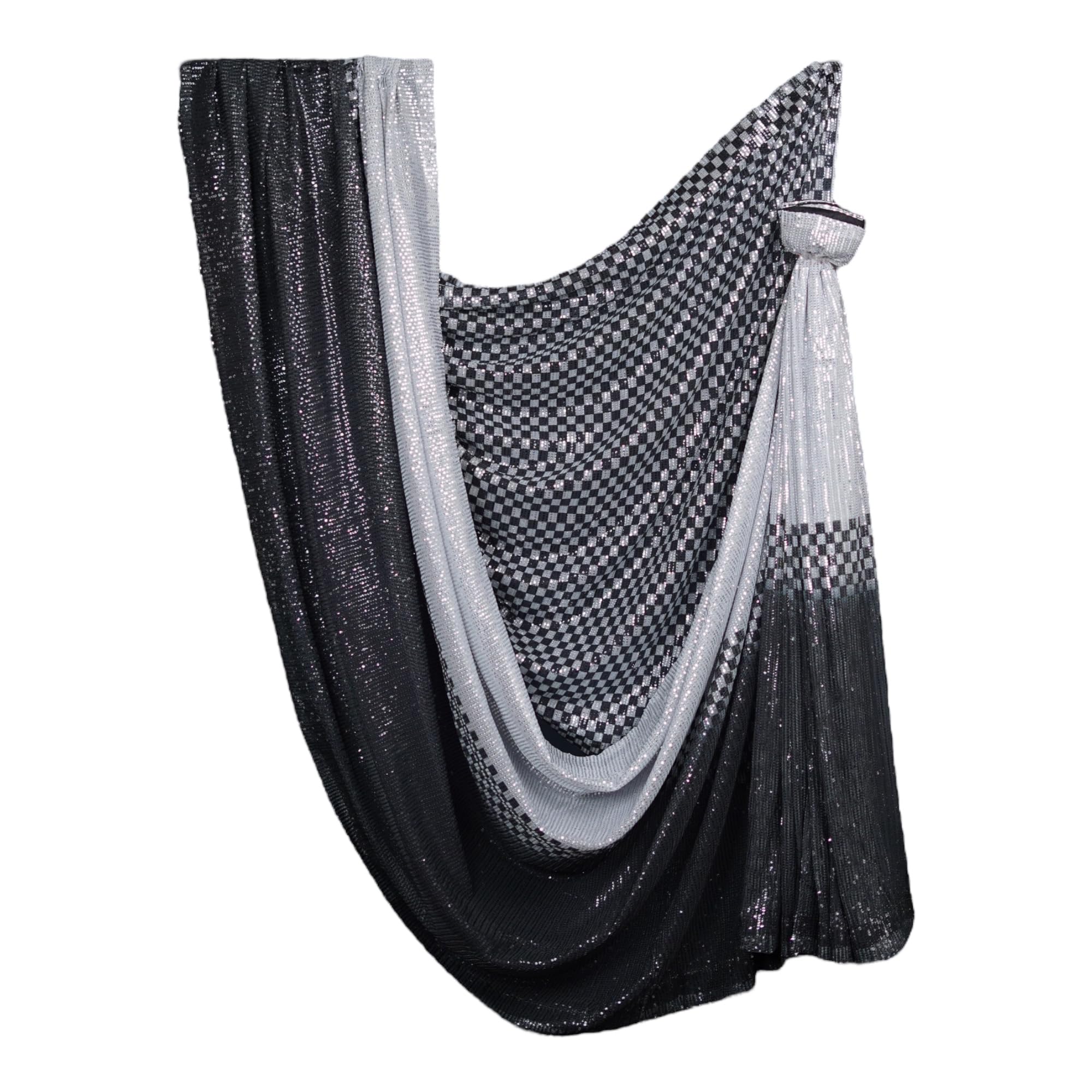 Kaspi Unique Pearlescent Petals Black Embroidered Saree with Graceful Shimmer