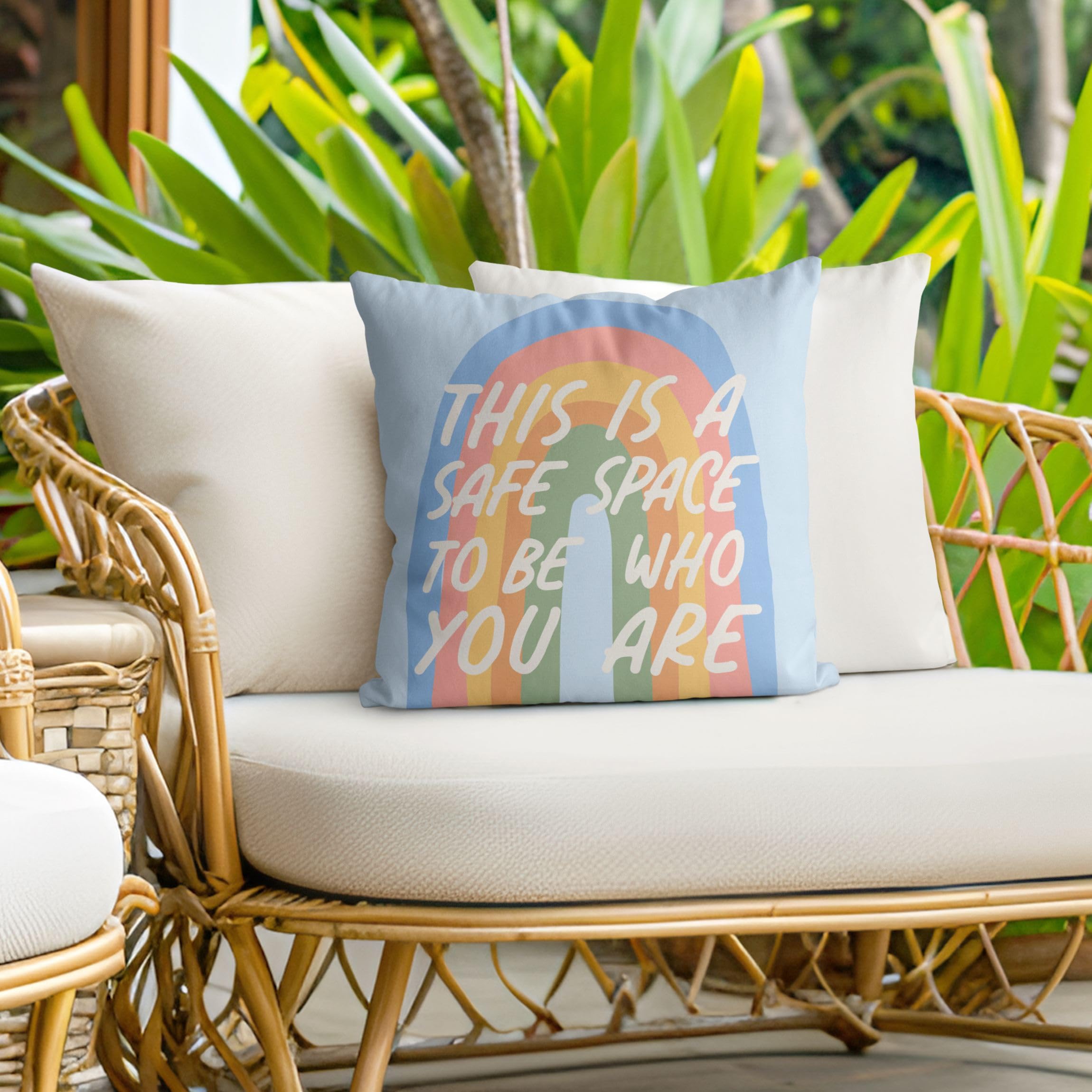 Deko Kissenhülle draußen/Outdoor waschbar Sprüche ohne Füllung Zierkissen - Made in Germany - Motivation Bezug Pastell Sofakissen Outdoor Sofa Bett 2027