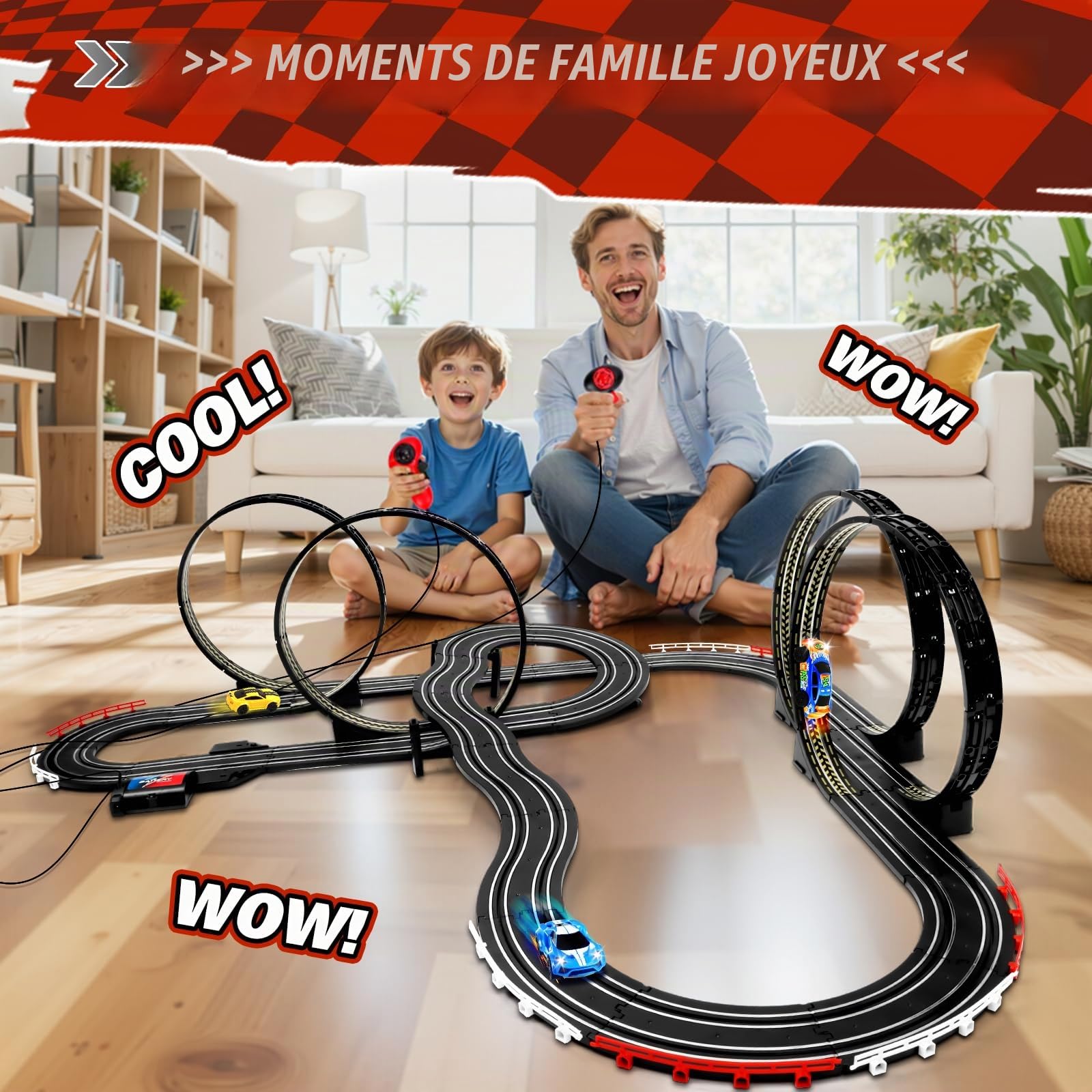 IEEILULU Circuit Voiture Électrique Enfant 821CM avec 4 LED Voitures