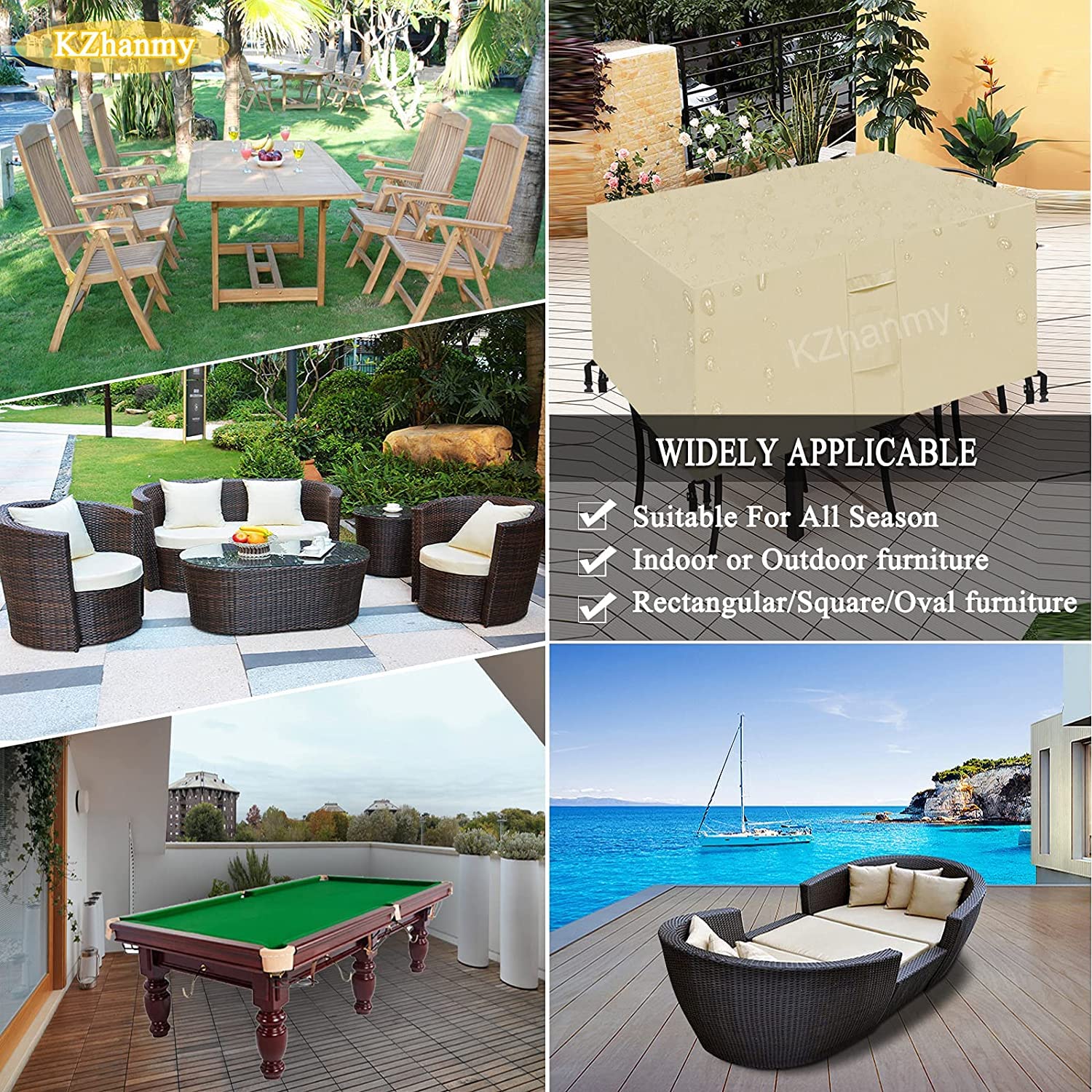 Salon de Jardin Housse, 420D Haute Performance Bâche Salon de Jardin Protection Mobilier,Imperméable Résistance au Vent,Respirante,Antipoussière et Résistante aux UV