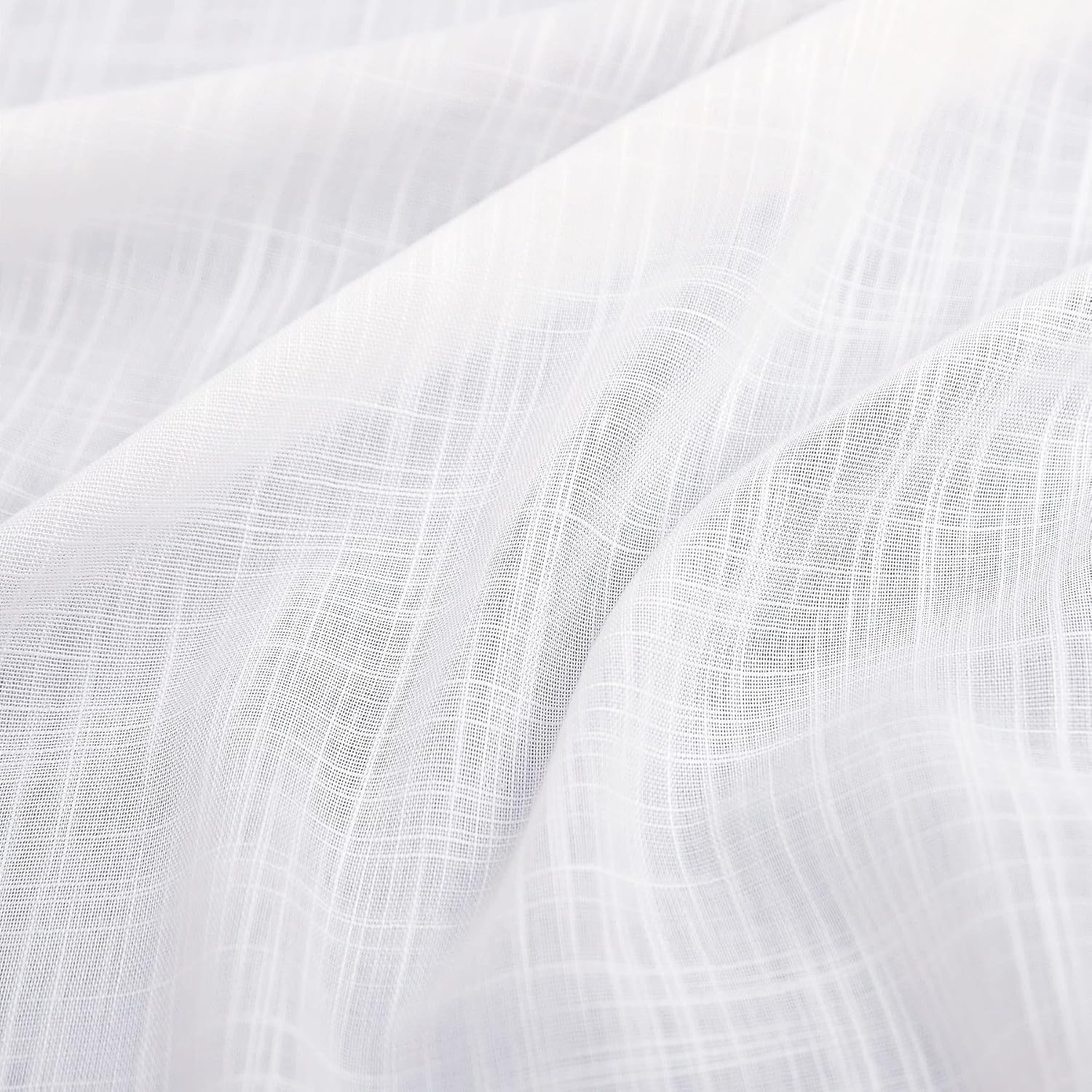 Fcosie Custom White Sheer Curtains, Polyester Linen Blend Semi Sheer Curtains Voile Drapes Panel Drapery, Pinch Pleat/Grommet/Rod Pocket/Back Tap/Tab Top Multi Header Styles and Size Customization