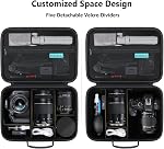 RAIALL Case caméra pour Canon EOS Rebelle T7/R50/R50V/R100/R6 Marquer II/R5/ R8/R10/RP/R7/Sony/Nikon D7500 DSLR Appareil photo, objectif, trépied, sac de voyage de protection dure avec une sangle d'épaule et 5 Diviseurs noirs