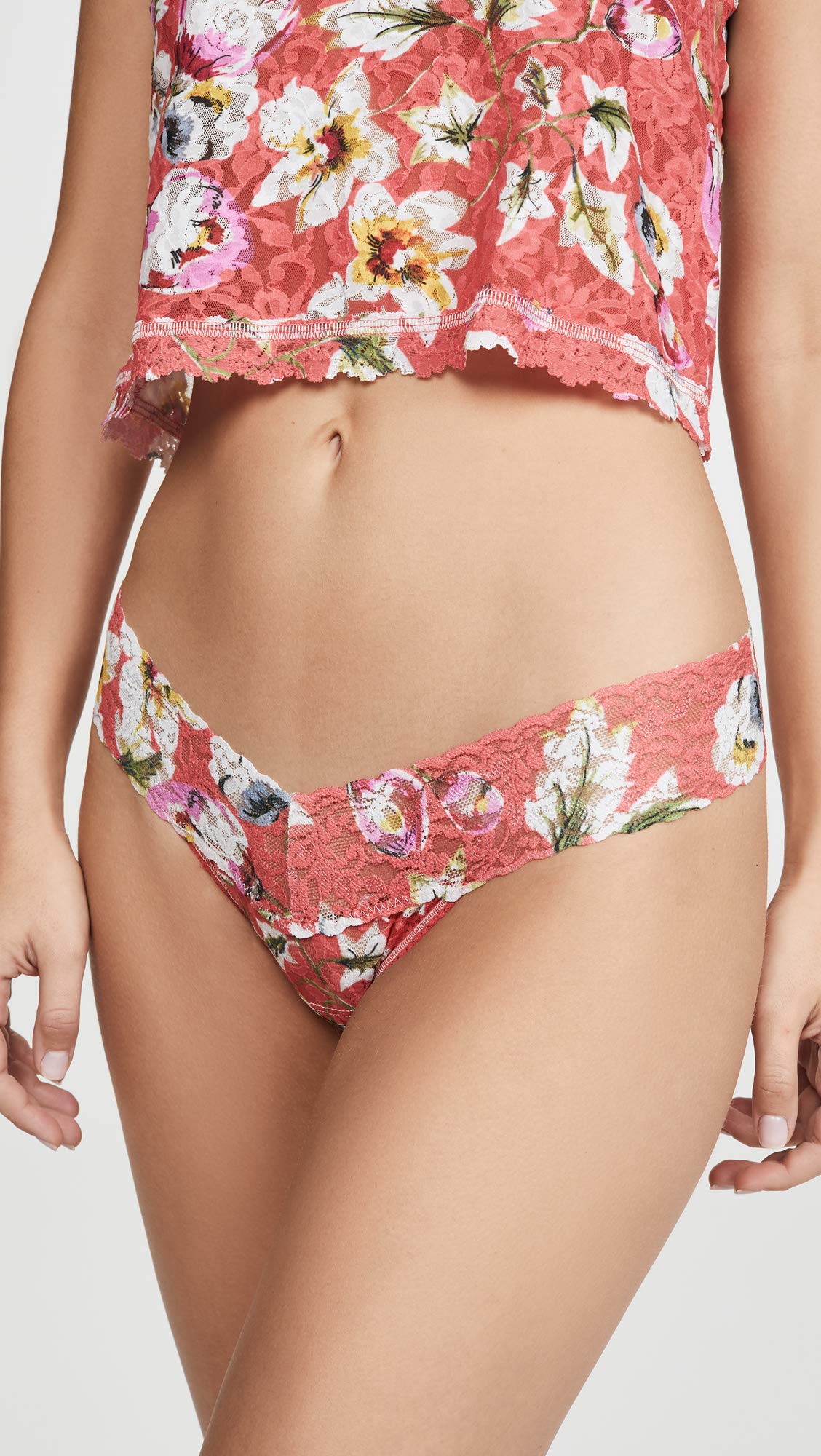 Hanky Panky damskie koral kwiatowy niski stan stringi