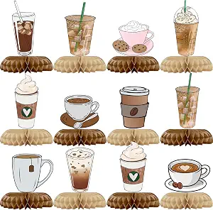 12Pcs Coffee and Tea Honeycomb Centerpieces for Table Decor
