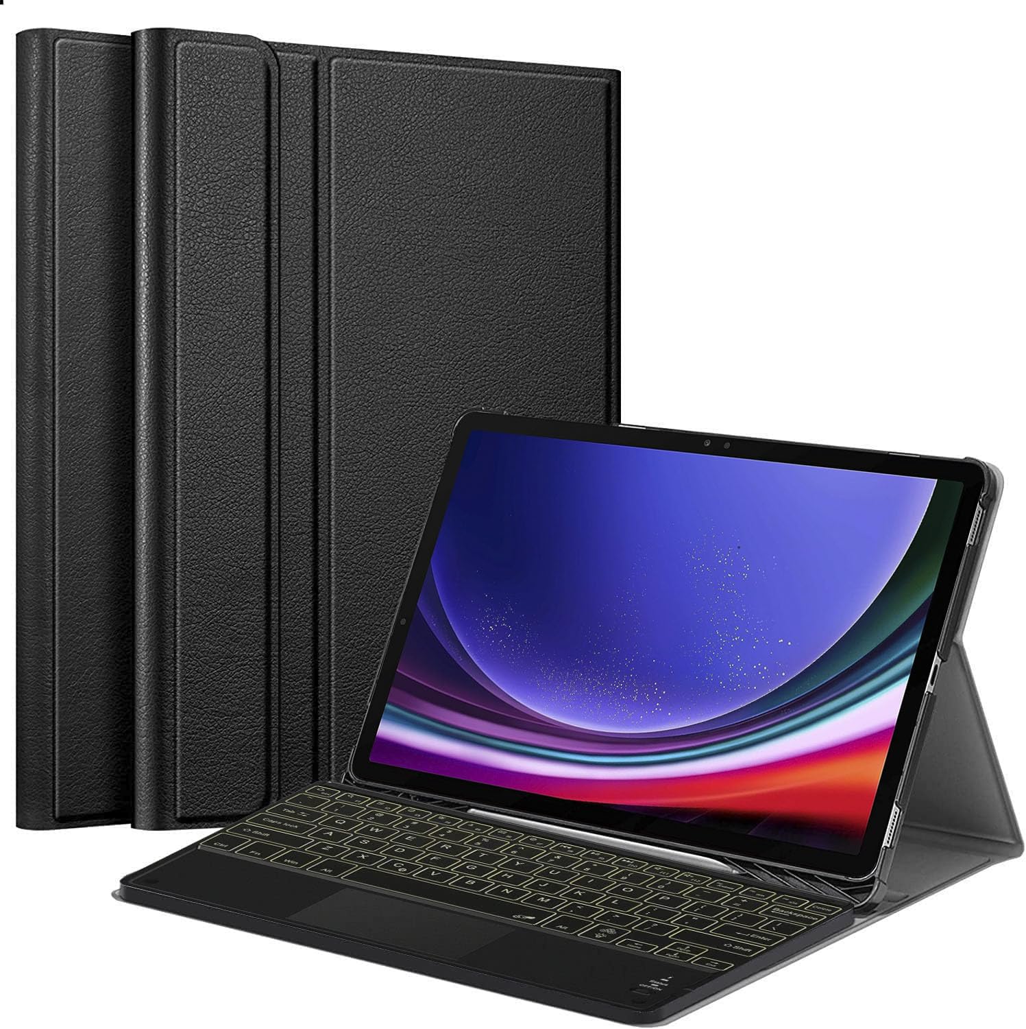 HOM Tri Fold 7-Colour Backlight Detachable Wireless Bluetooth Keyboard with Trackpad/Touchpad & Tablet Cover Case For Samsung Galaxy Tab S9 FE 5G 10.9 Inch/Galaxy Tab S9 11 Inch 2023 with S Pen Holder (B0CP2QS26W) Amazon Price History, Amazon Price Tracker