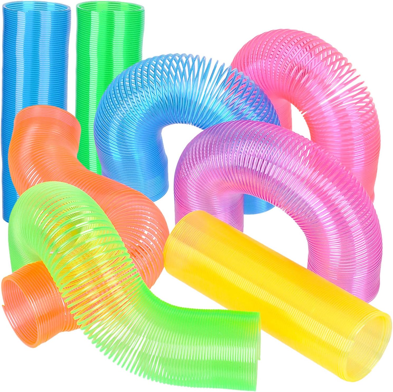 Extra Long Plastic Coil Springs - (Pack of 12) 1.4" Super Long Magic Coil Spring Toy - Stretches to 15-Feet - Bulk Toys for Kids, Birthday Party Favors, Game Prizes, Fidget Toy for Boys and Girls