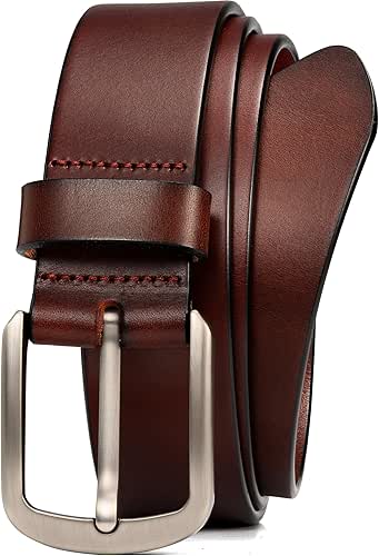 WOLFANT Men's 1.5" Top Full Grain Leather Belt in Gift