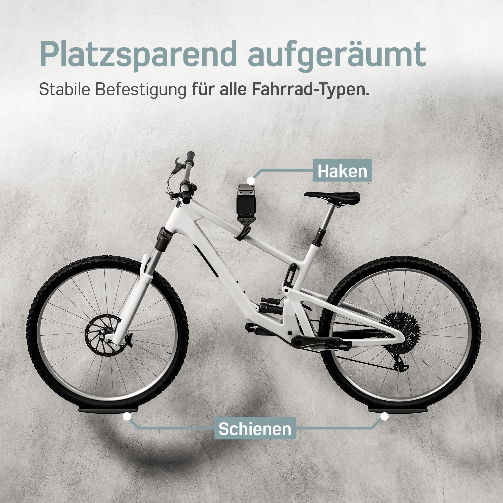Borgen Fahrrad Wandhalterung - einstellbare Fahrradhalterung für die Wand - E-Bike, Rennrad, MTB, Rennrad kompatibel - gummierter Haken gegen Kratzer