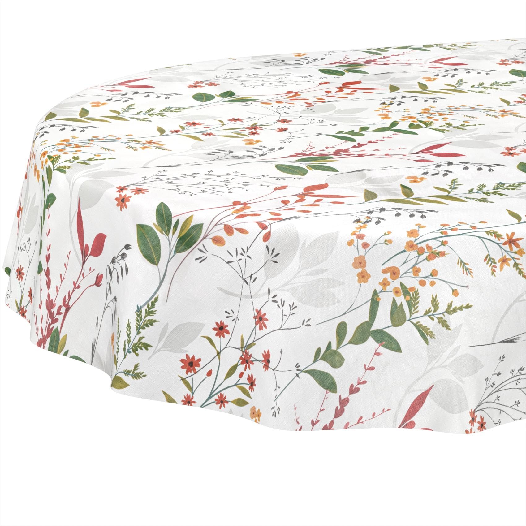 Oilcloth Tablecloth, Washable, Oilcloth, Easy Care, Water-Repellent, Lotus Effect, Garden Tablecloth, Natural, Oval, 220 x 140 cm, Cut Edge