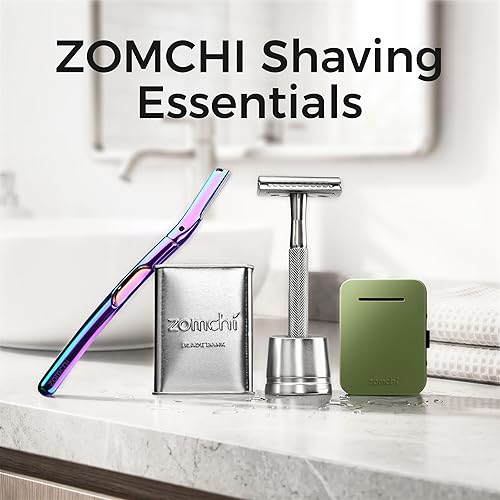 Miniatura 9 de ZOMCHI Maquinilla de afeitar de seguridad de doble filo para hombres y mujeres, maquinilla de afeitar de metal con 5 cuchillas de afeitar de