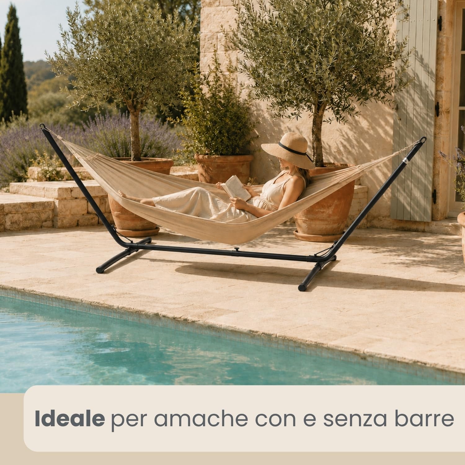 AMANKA 310x100 Supporto per Amaca Fino a 120 kg - Struttura per Amaca Sospesa - Base Amaca per 2 Persone - Dondolo Amaca da Giardino - Porta Amaca Senza Amaca Sostegno per Amaca Struttura Porta Amaca
