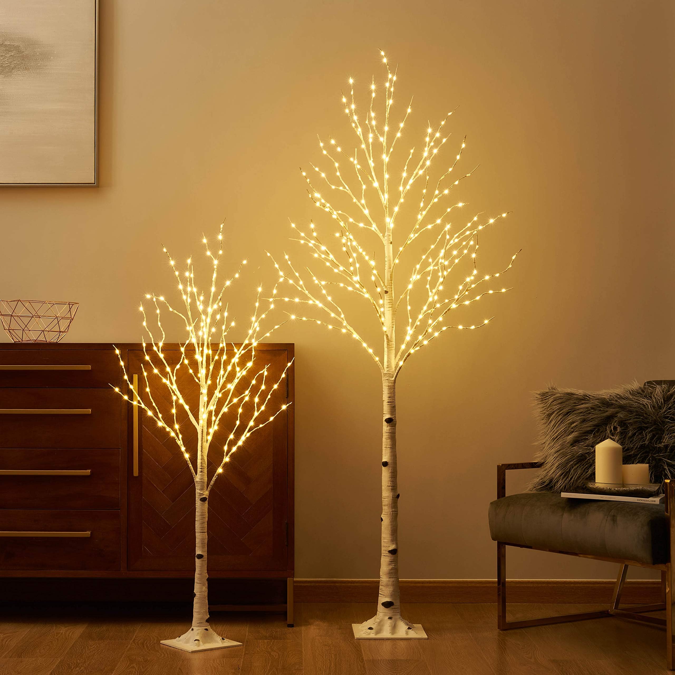 Lighted Birch Twig Tree with Fairy Lights 4FT 200 LED 6FT 330 LED Lights for Indoor Outdoor Home Christmas Easter Ramadan Decoration