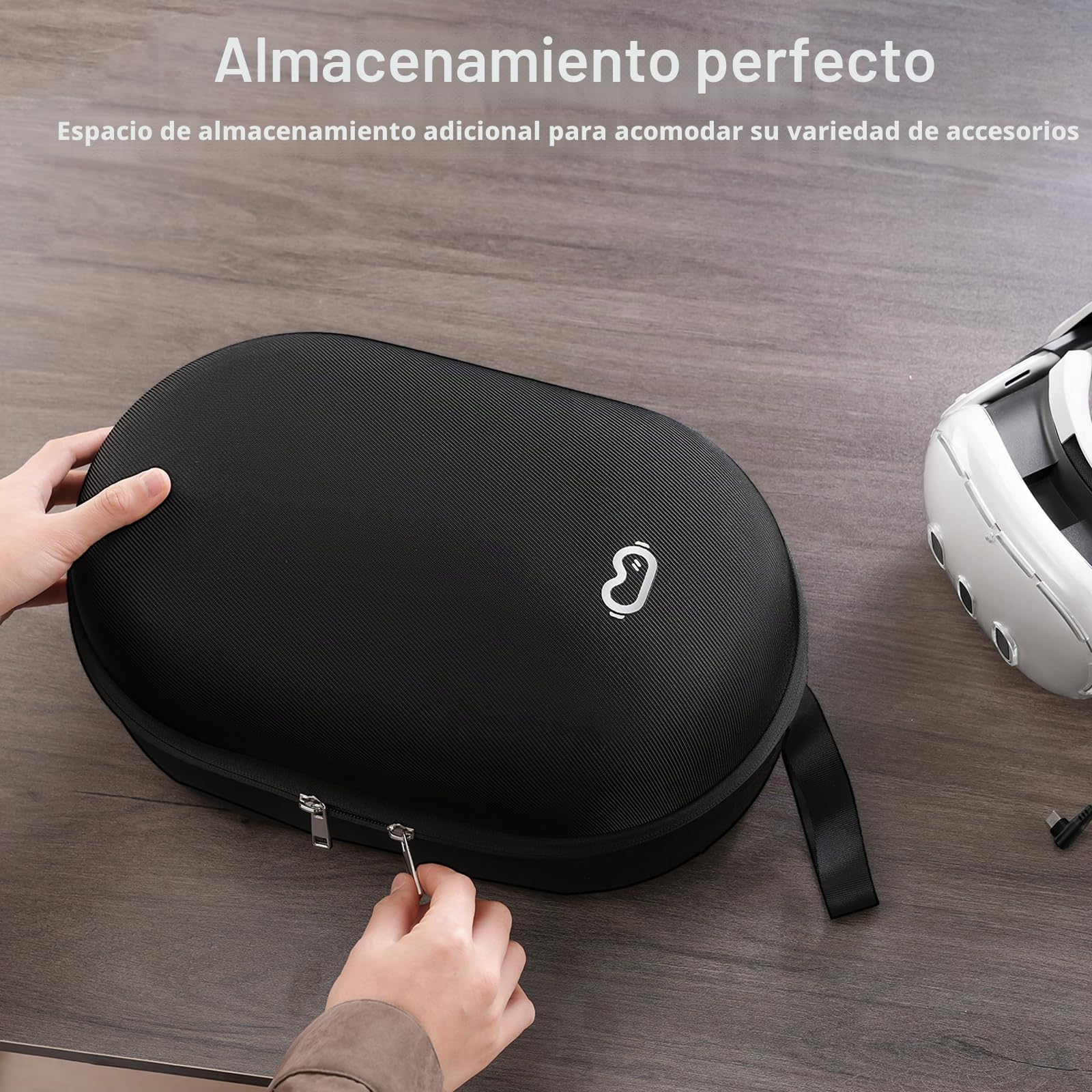 ProCase Funda Rígida para Meta Quest 3/2Pico 4/Apple Vision Pro/BOBOVR M2/M3 Pro/DESTEK QH3, Estuche Protector de Transporte para Auriculares VR Controlador Correa Elite -Negro