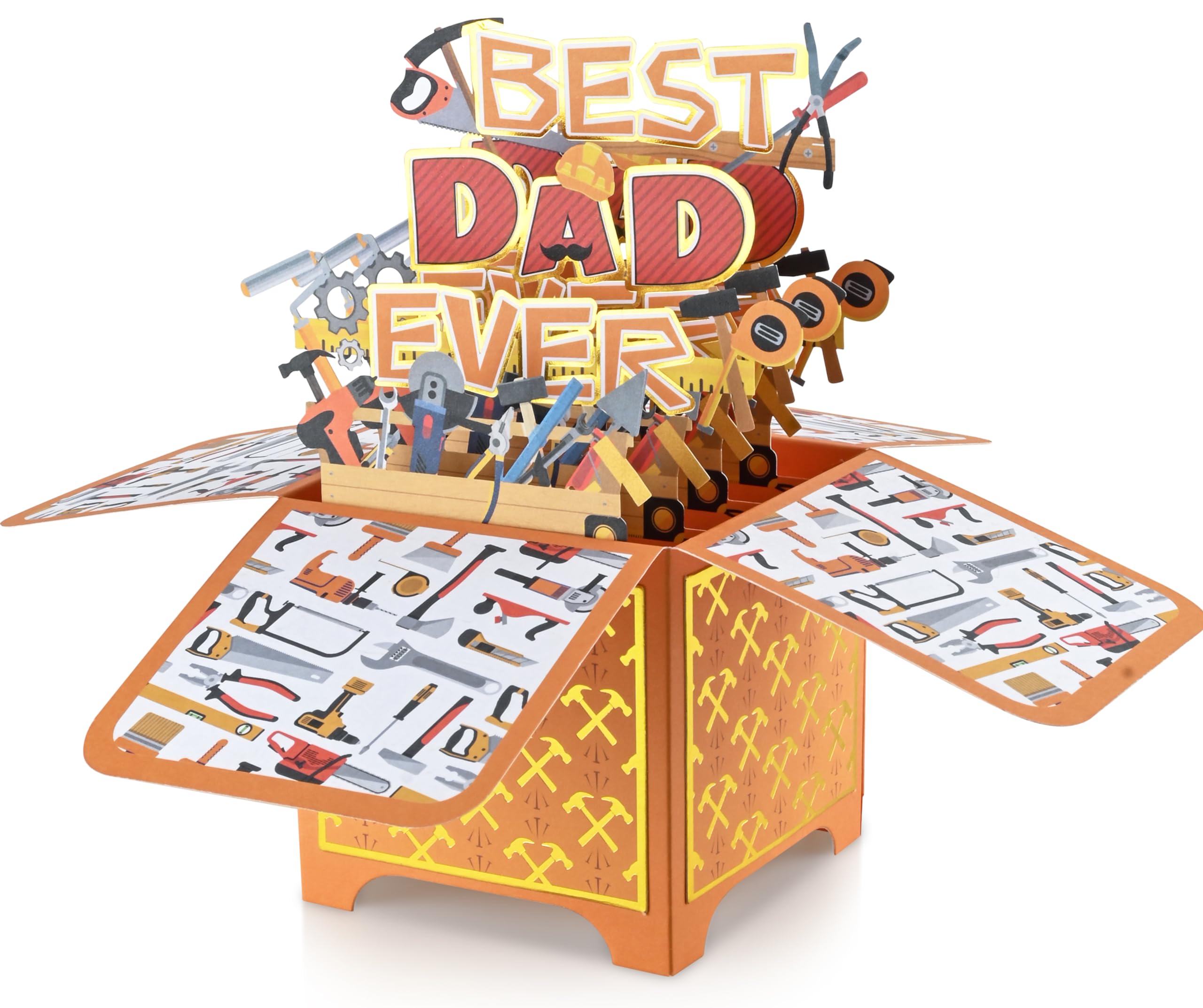 Giiffu Pop Up Father's Day Card for Dad, 3D Best Dad Pop up Birthday Gift Card for Husband, Son, Grandpa, Stepfathers, Brother, Friendship, Son in Law
