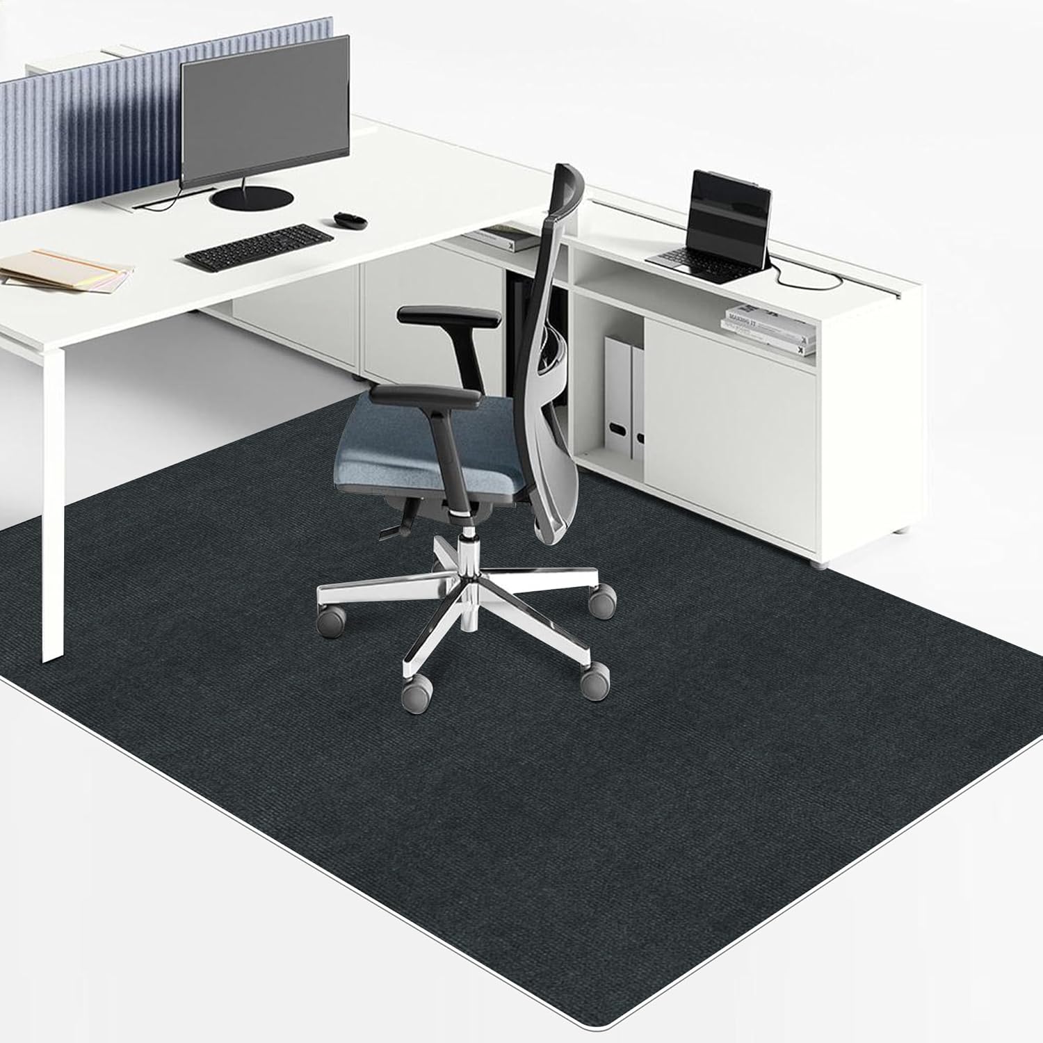 Office Chair Mat for Hardwood & Tile Floor,Home Carpet,Computer Gaming Chair Mat, Large Floor Protector Rug,Anti-Slip Waterproof Easy Glide Floor Mat,for Work,Multi (Black, 55“× 71”) 55“× 71” Black