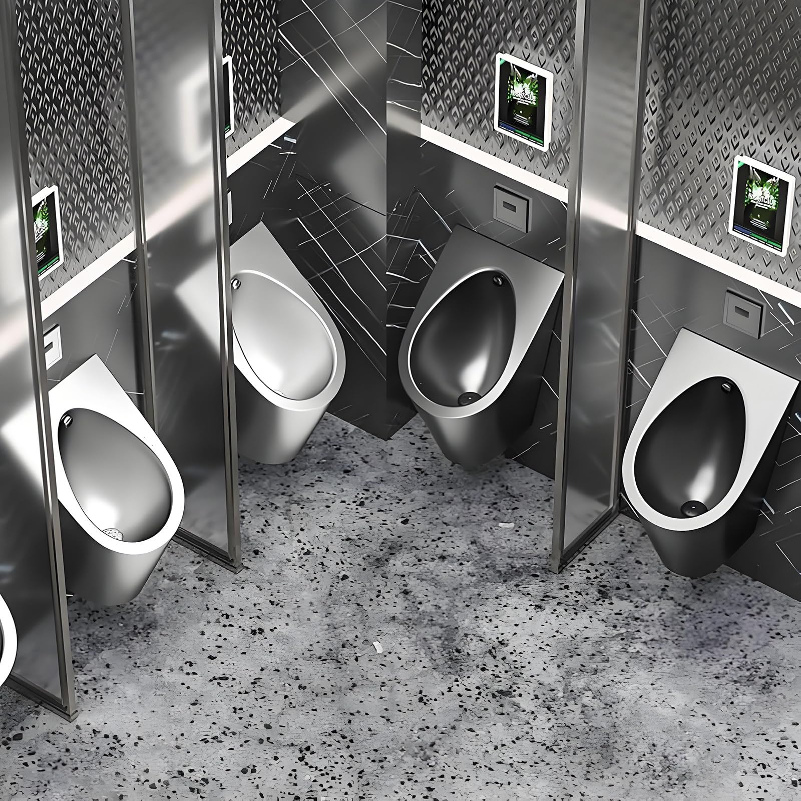 Orinal de pared de acero inoxidable 304 con sistema de descarga automática, accesorio comercial para baño de hombre