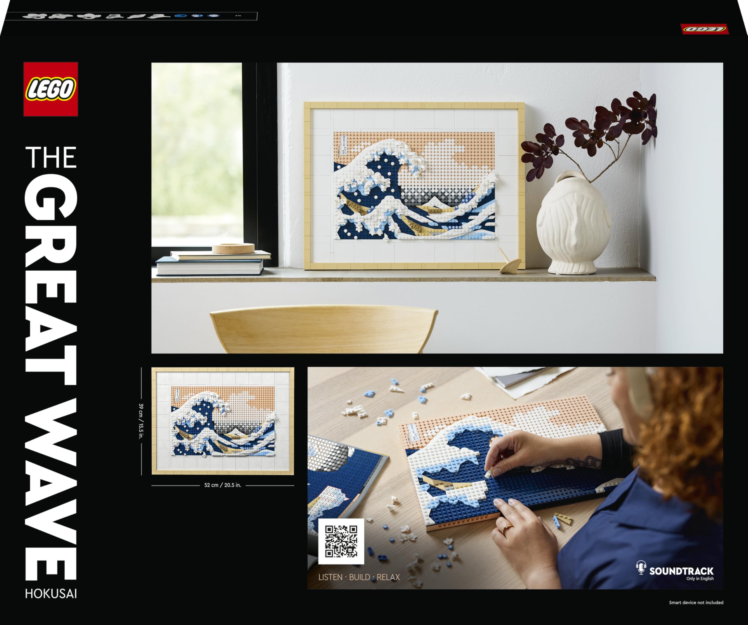 LEGO Art Hokusai – „Wielka fala” 31208 | Obraz z klocków, zestaw konstrukcyjny dla dorosłych, prezent dla fana sztuki, ozdoba z efektem 3D, 1810 elementów