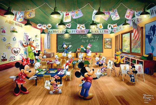 Schmidt Spiele 56599 Thomas Kinkade, Disney Mickey and Minnie, Schoolhouse, puzzle per bambini, 200 pezzi, in cartone erboso - 1