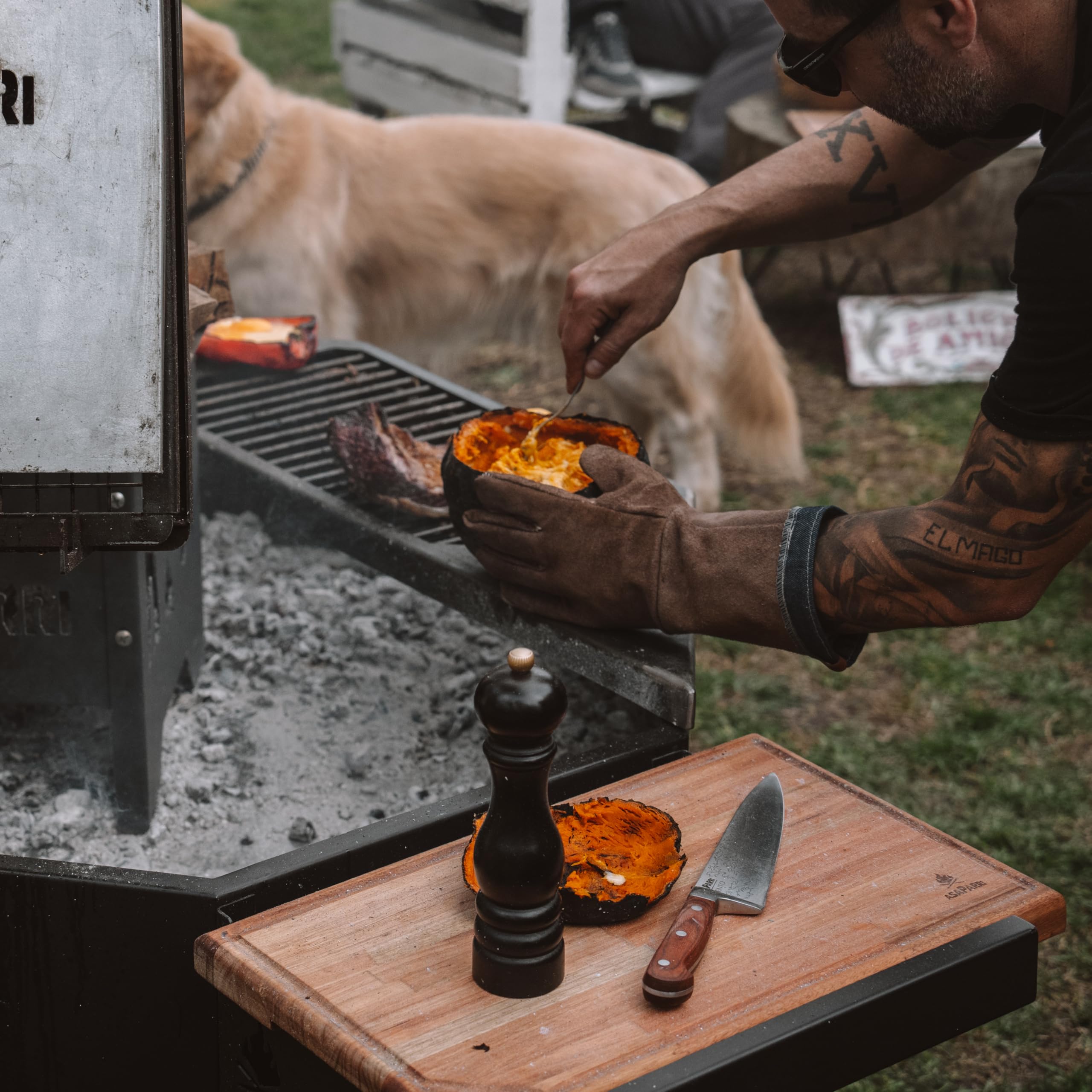 Guanti in pelle per barbecue resistenti al calore