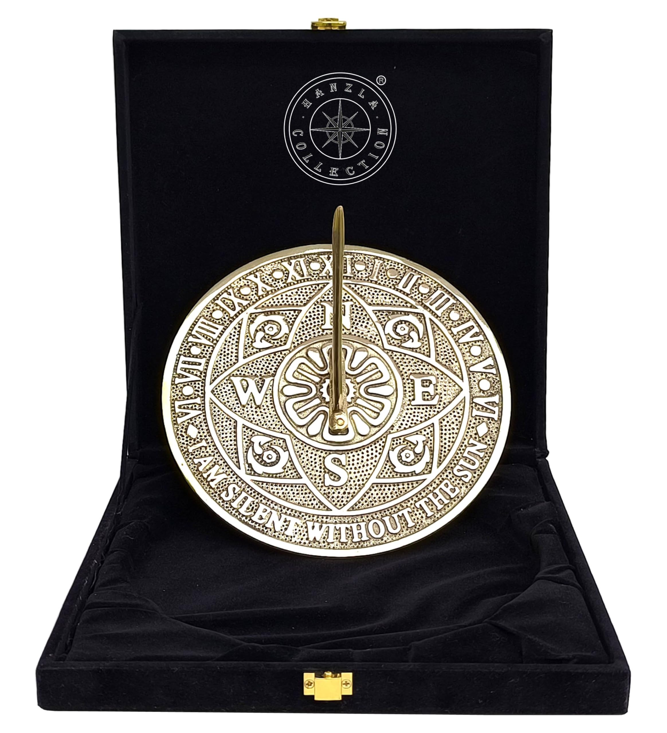 Reloj solar de latón macizo para jardín y exteriores | Reloj de sol de latón brillante hecho a mano con caja de terciopelo perfecto para seres queridos | Regalo de decoración del hogar o idea de